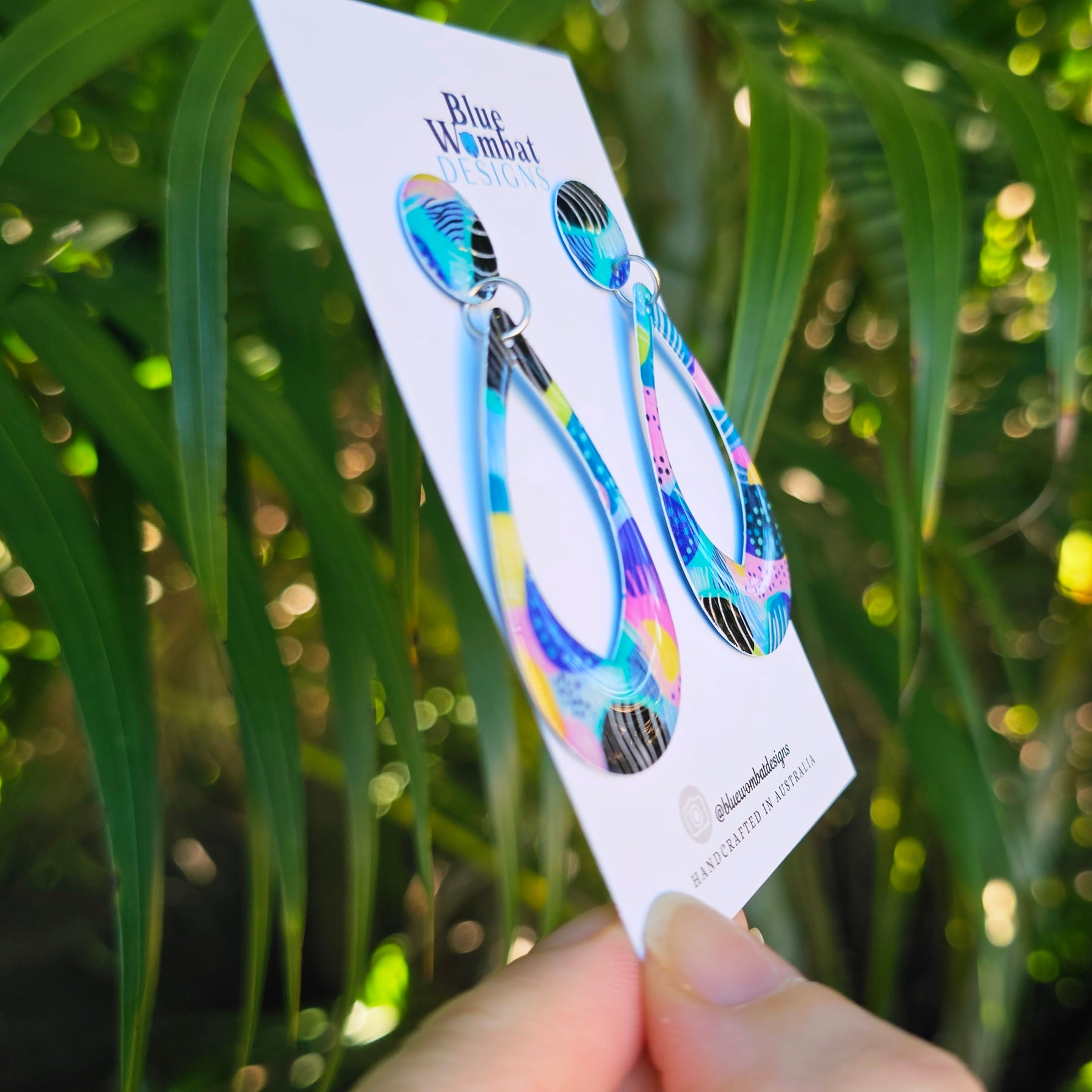 Colourful Yupo Paper Resin Coated Dangle Earrings