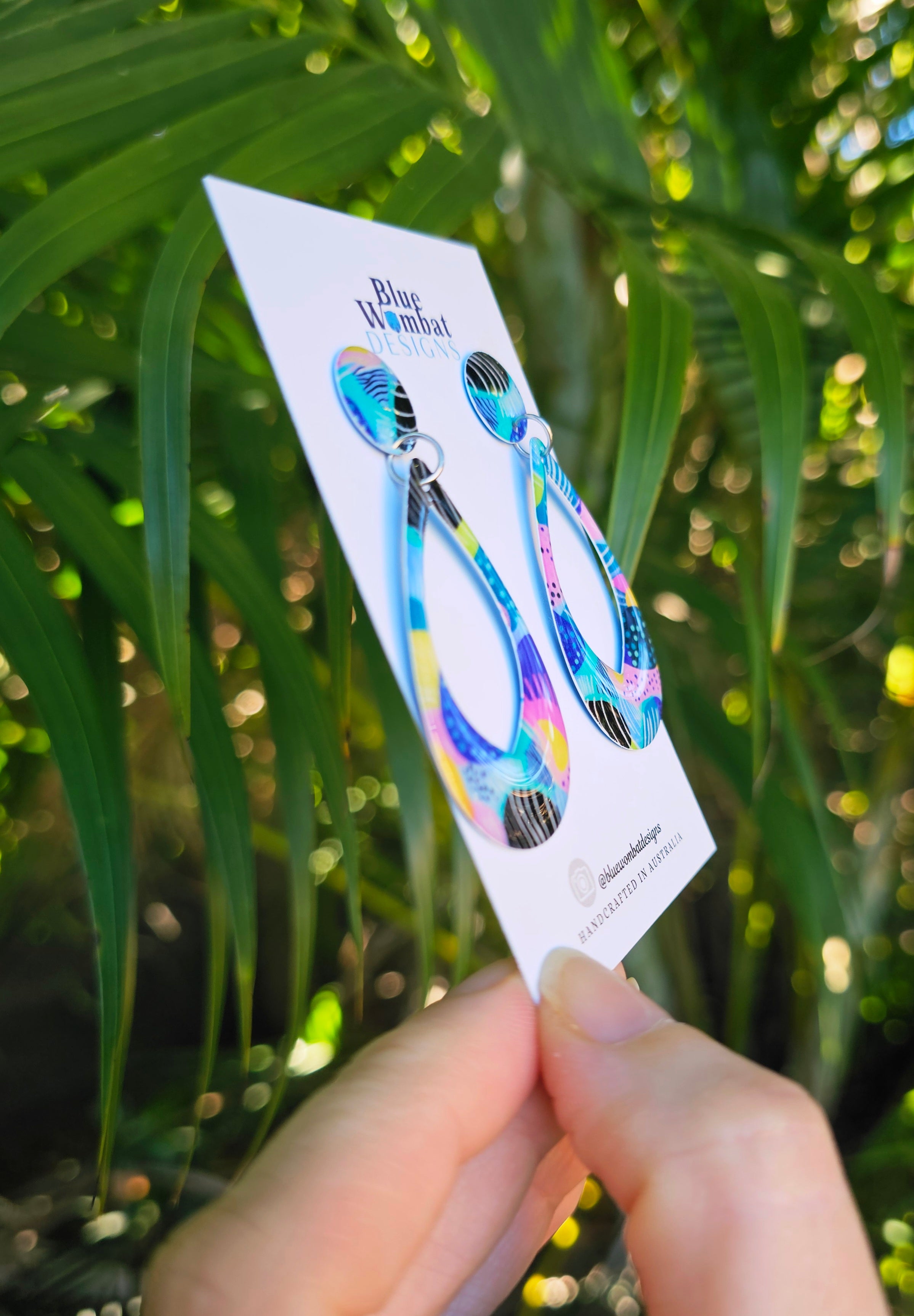 Colourful Yupo Paper Resin Coated Dangle Earrings