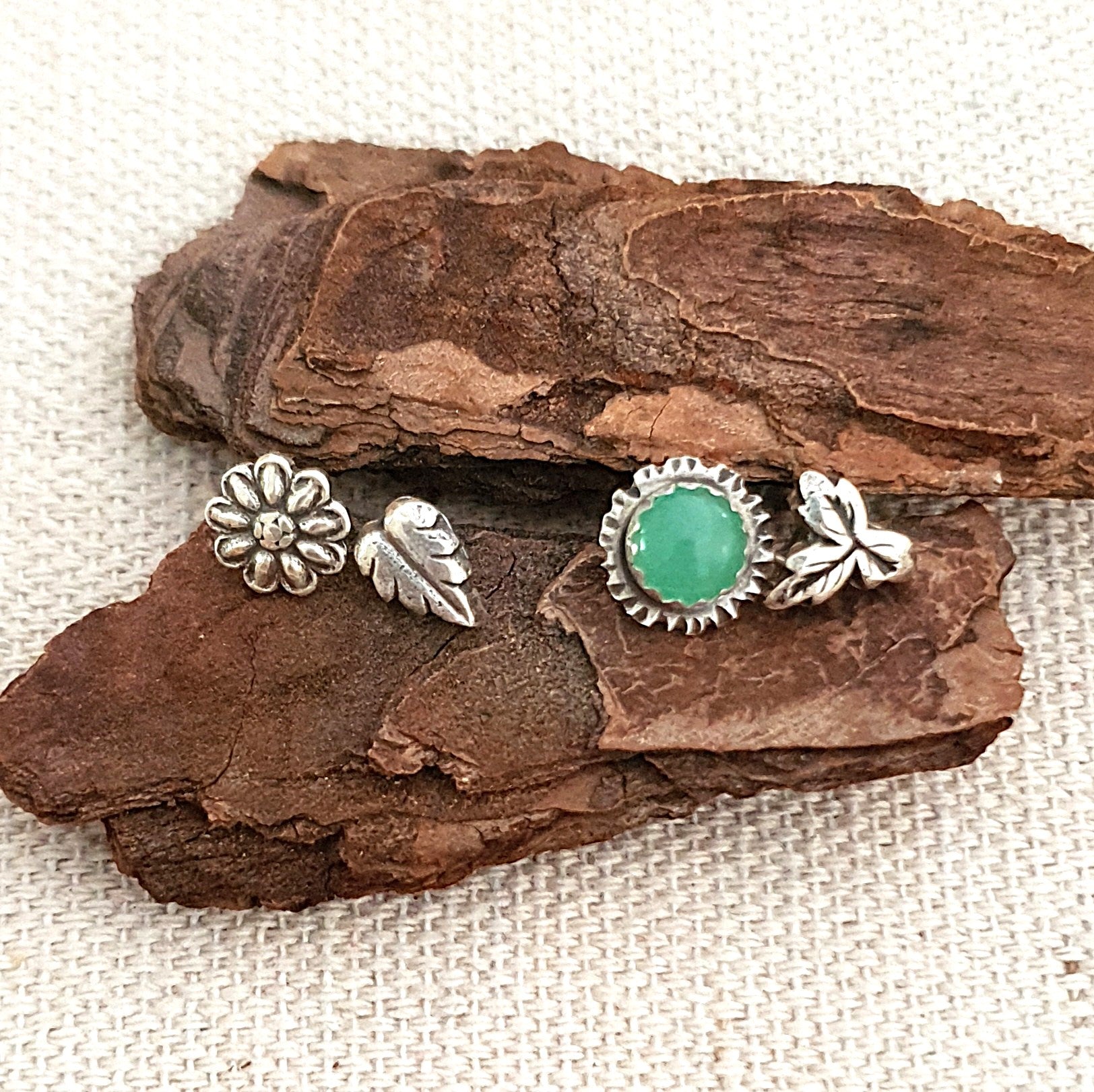 Recycled sterling silver studs - mismatched