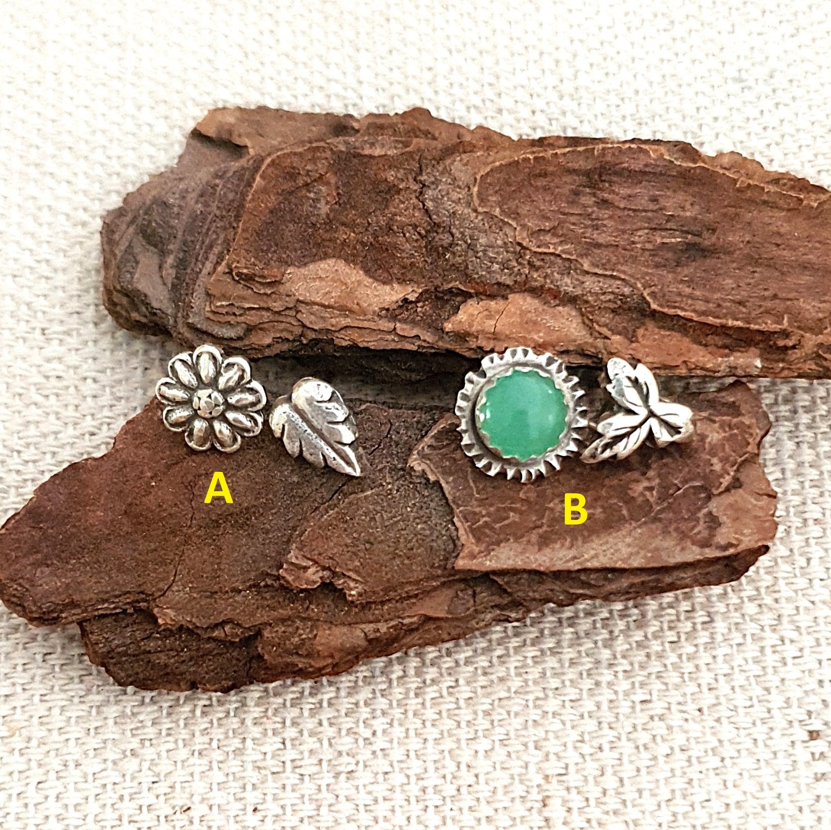 Recycled sterling silver studs - mismatched