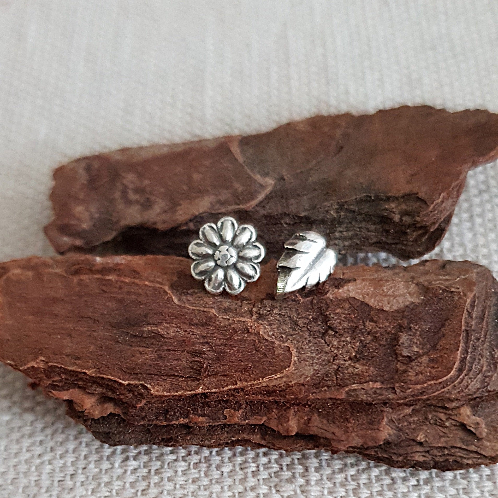 Recycled sterling silver studs - mismatched