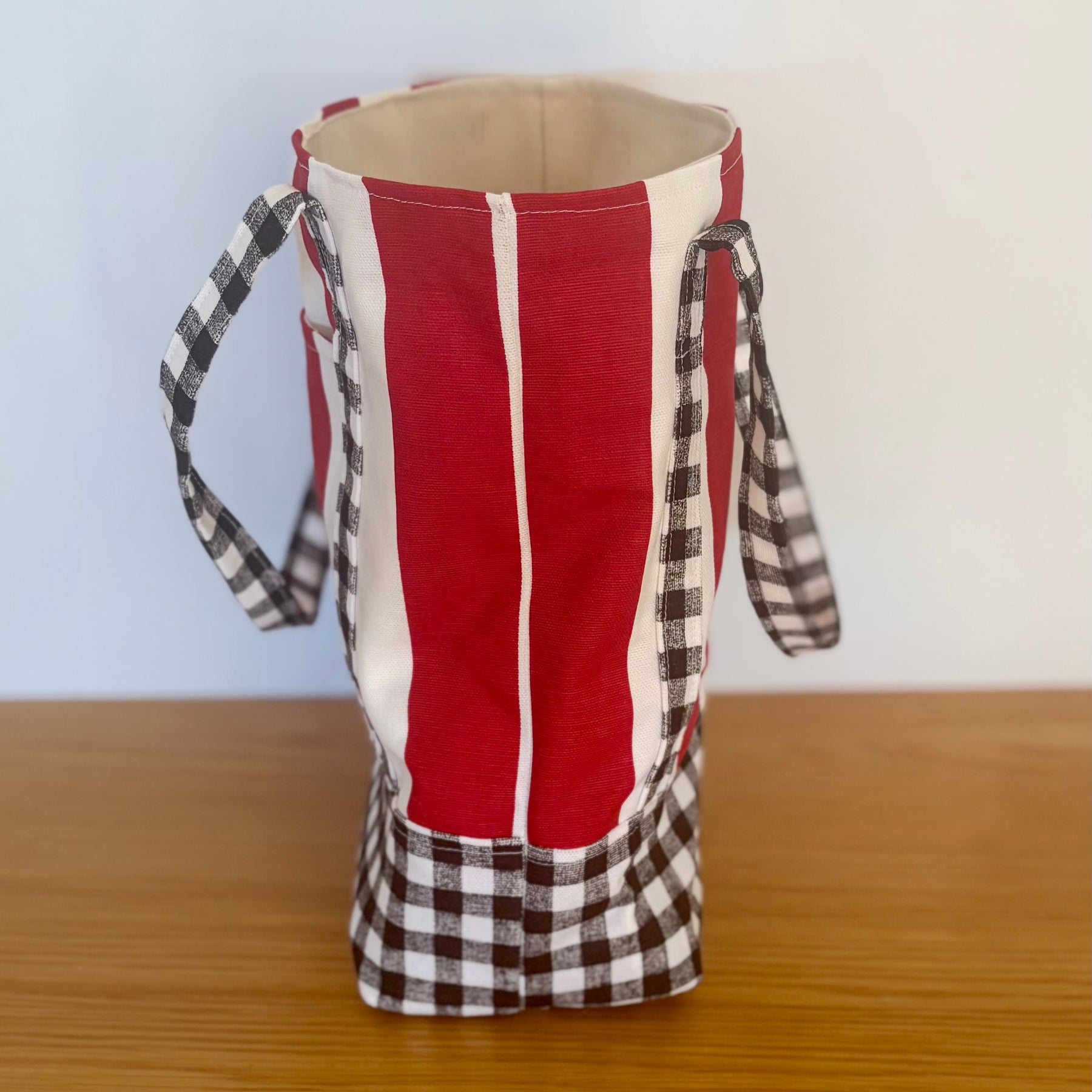 Red & White Striped Canvas Tote