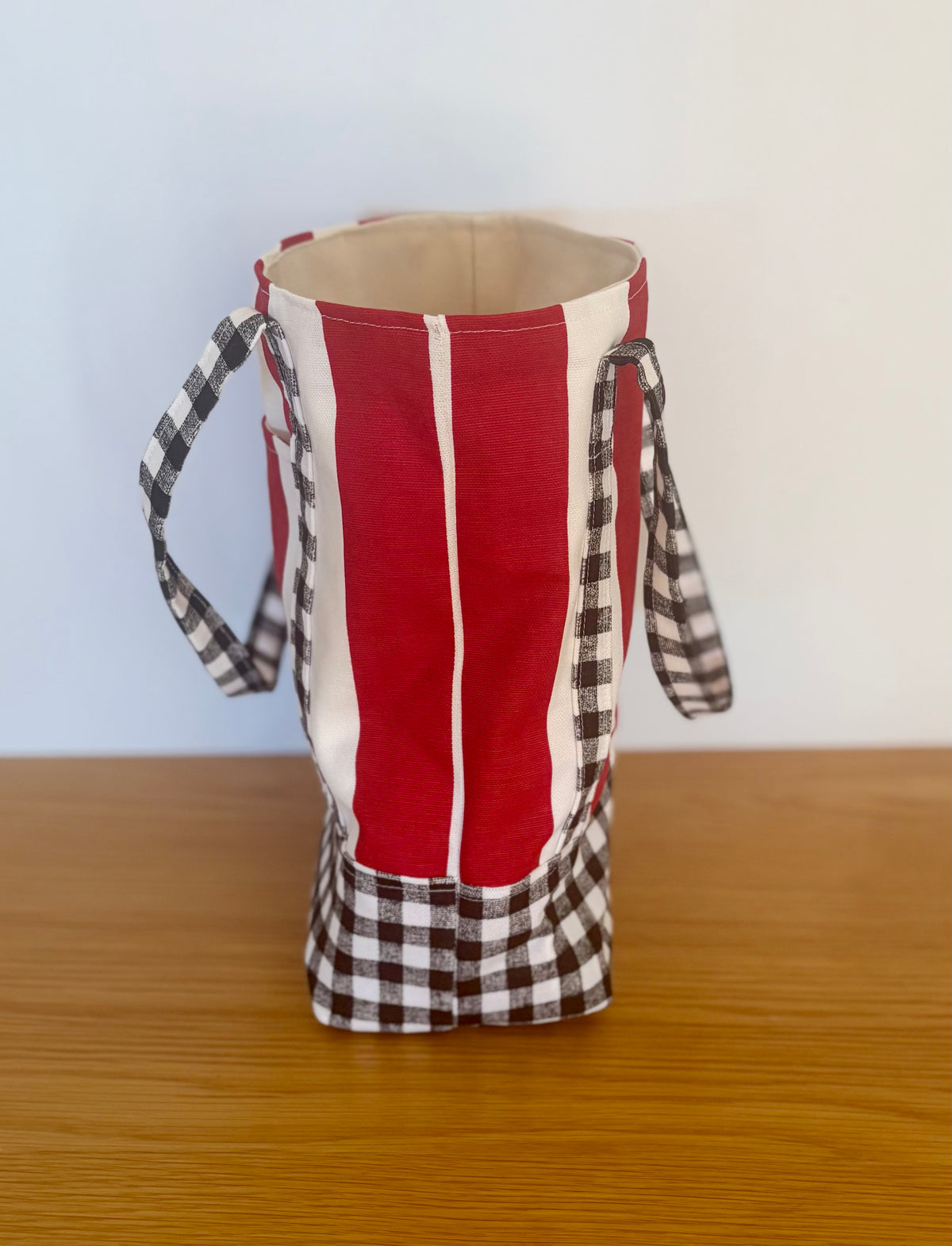 Red & White Striped Canvas Tote
