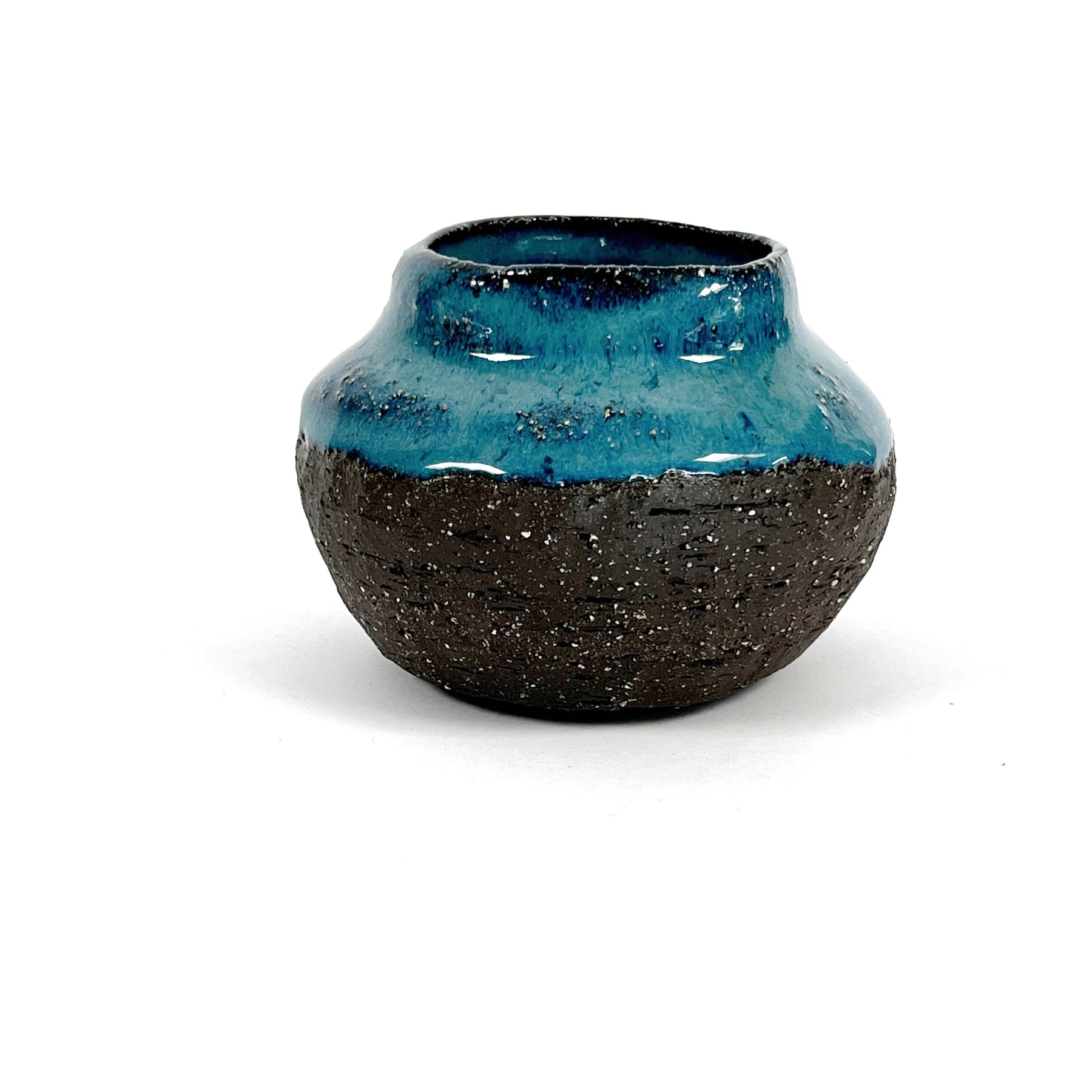 'Terra' wheel thrown vase with ocean glaze