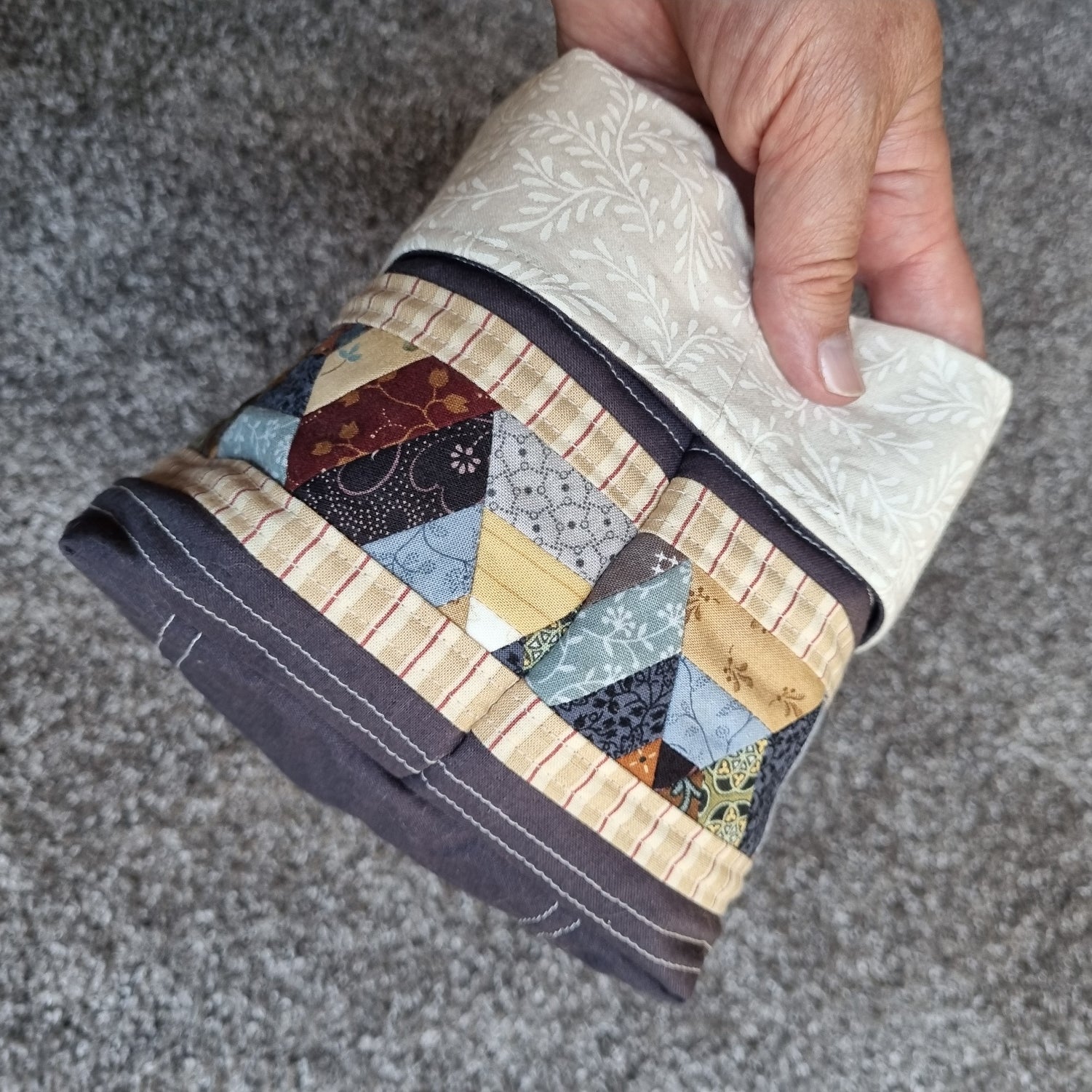 Patchwork Quilted Fabric Basket Bucket Organiser 2