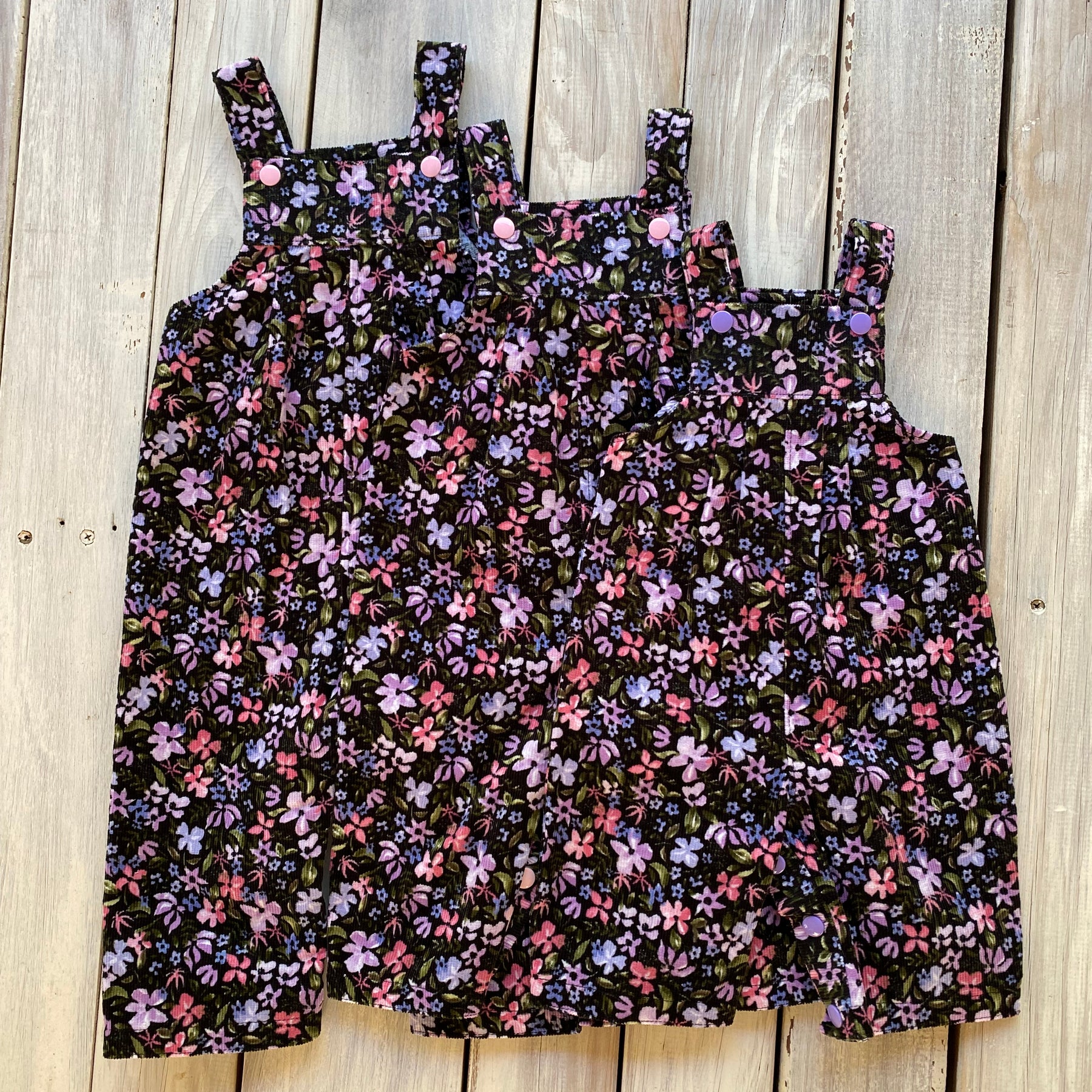 Corduroy Childs/Babies overalls violet floral multiple sizes