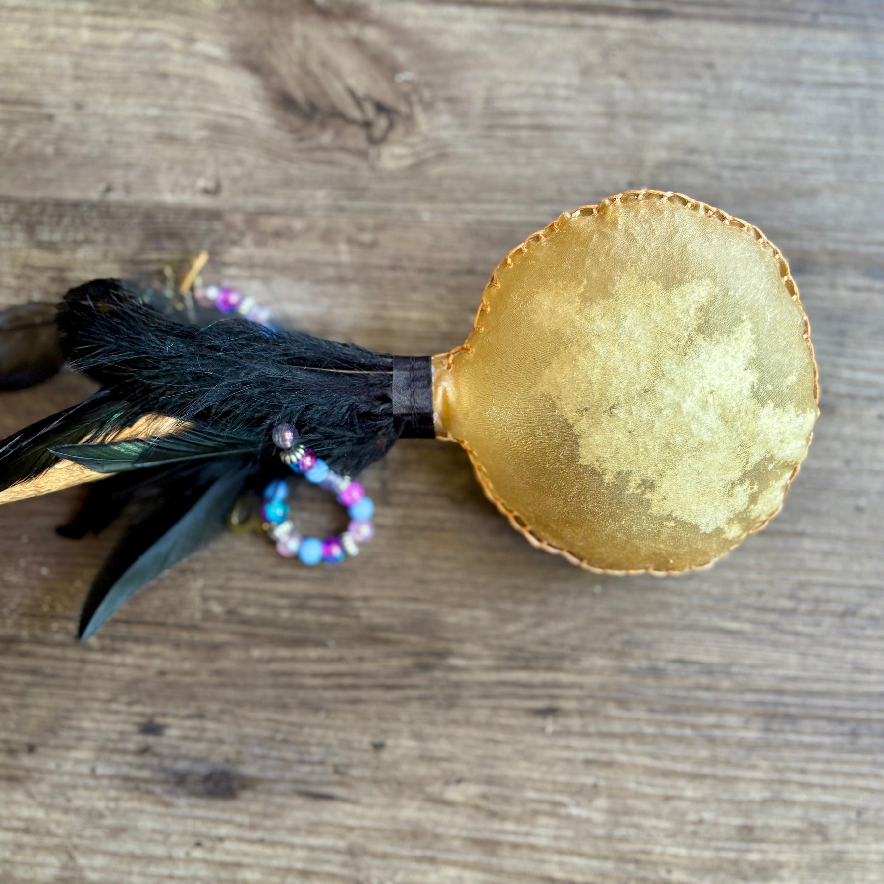 Handmade Kangaroo Hide Rattle – One of a Kind