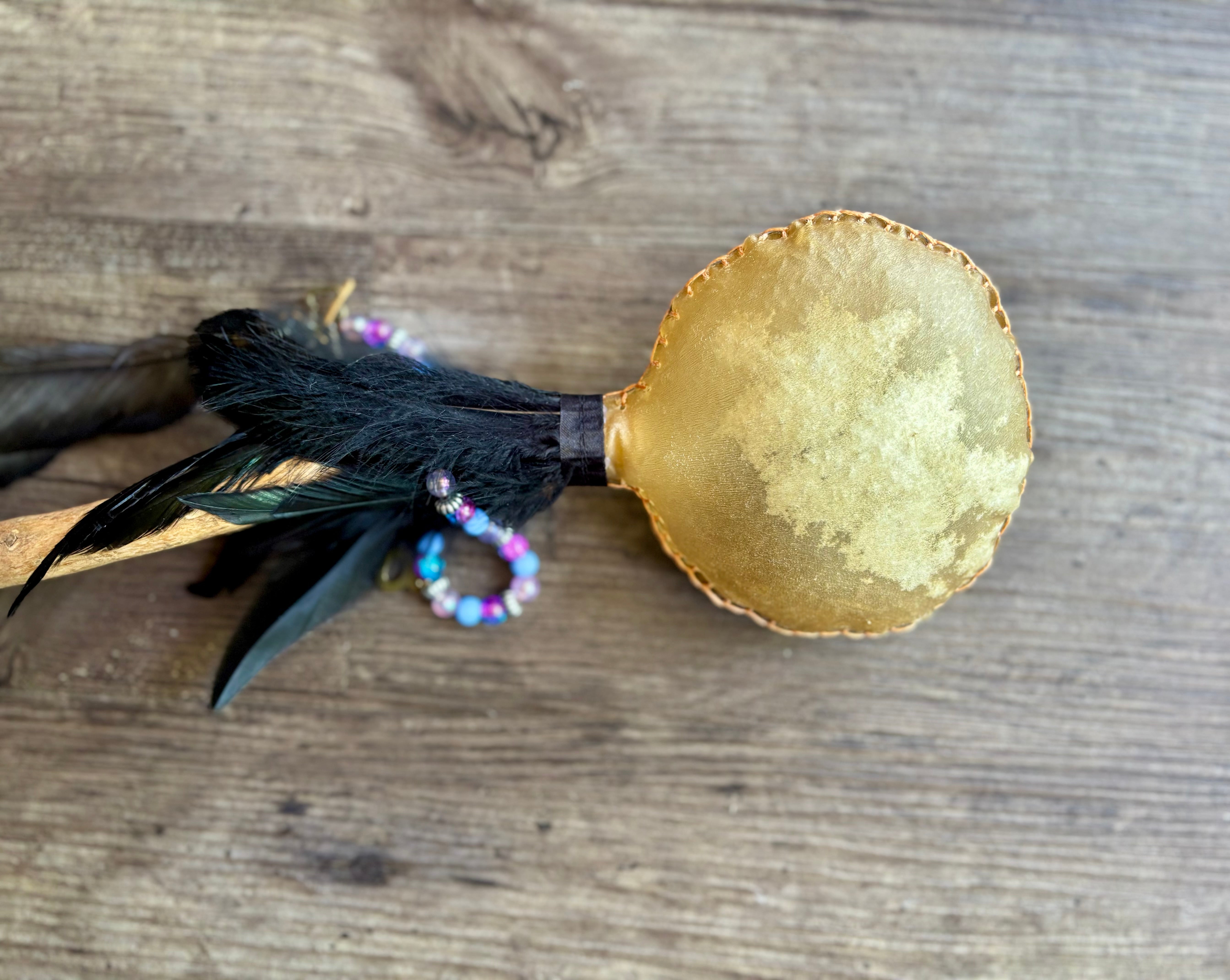 Handmade Kangaroo Hide Rattle – One of a Kind