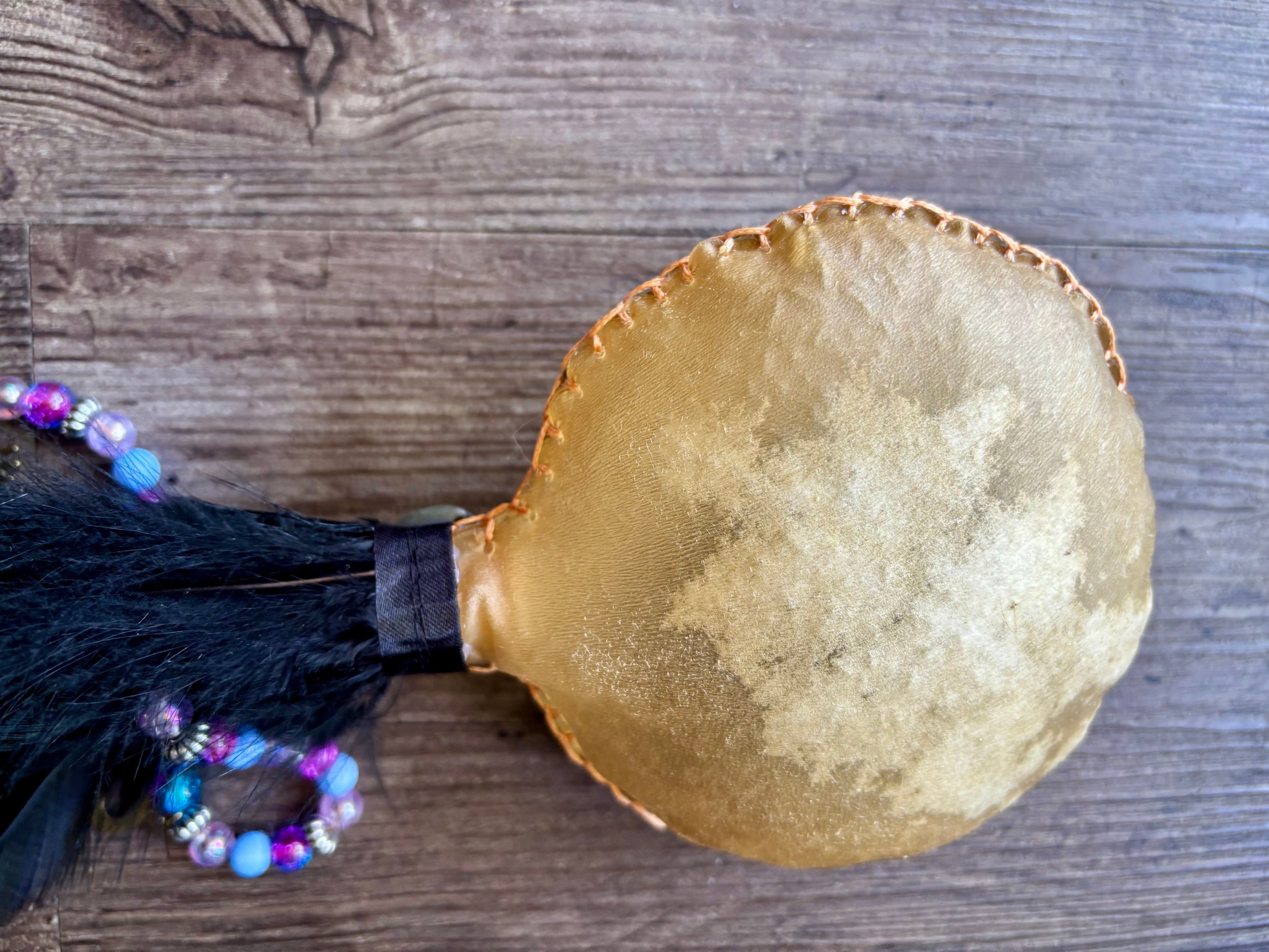 Handmade Kangaroo Hide Rattle – One of a Kind