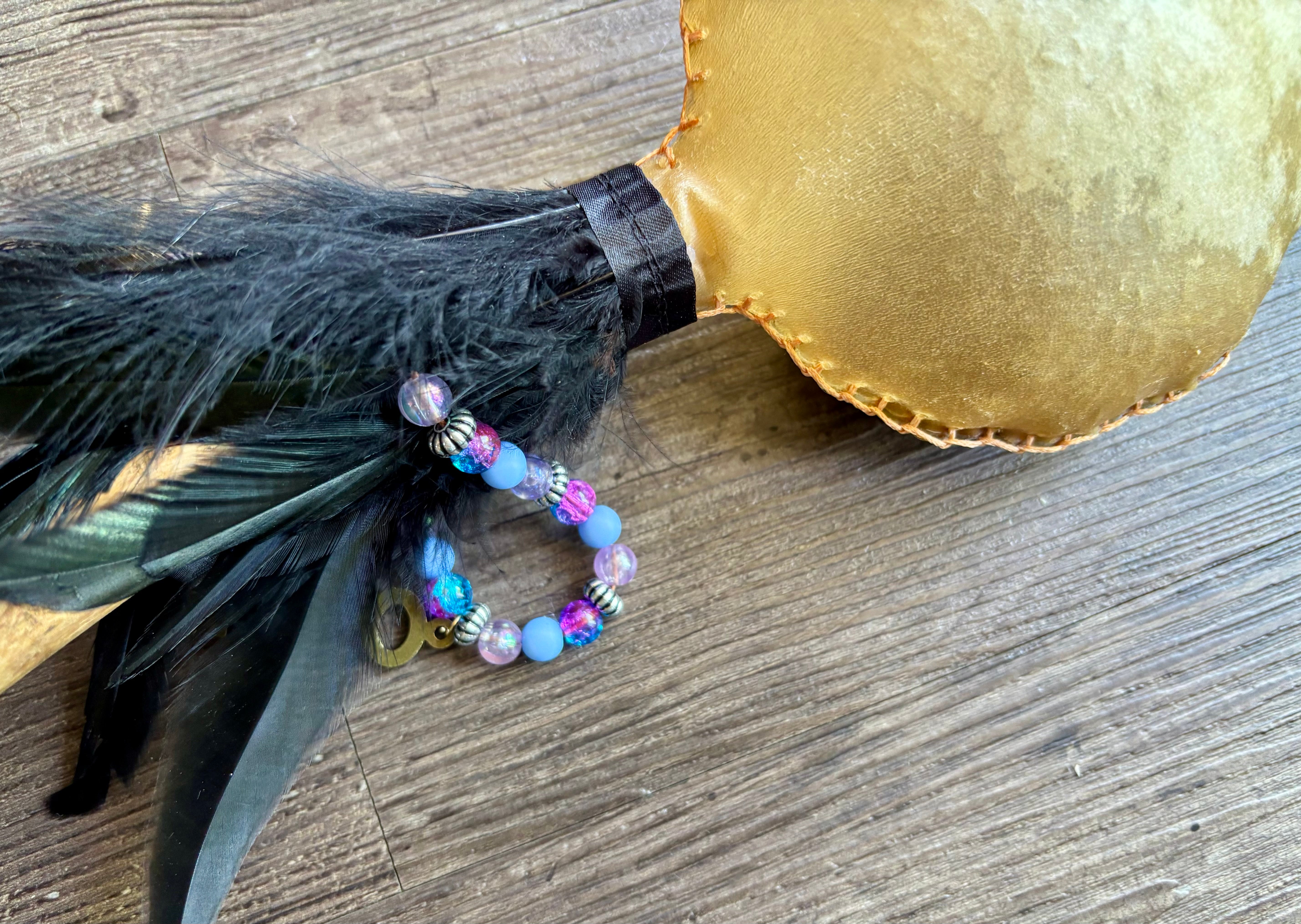 Handmade Kangaroo Hide Rattle – One of a Kind