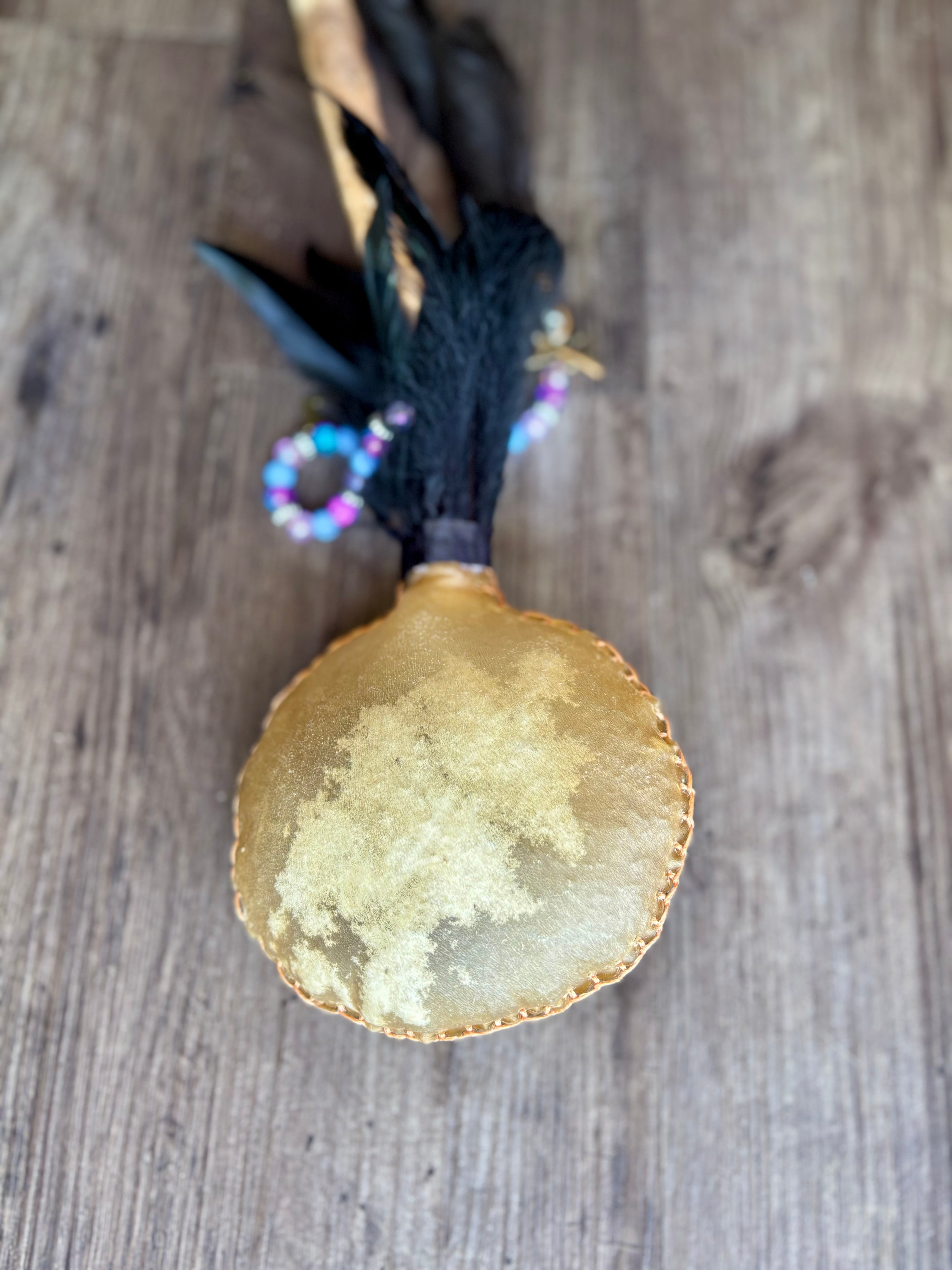 Handmade Kangaroo Hide Rattle – One of a Kind