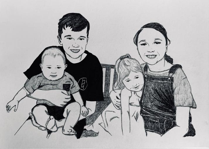 Commissioned custom portrait, hand drawn