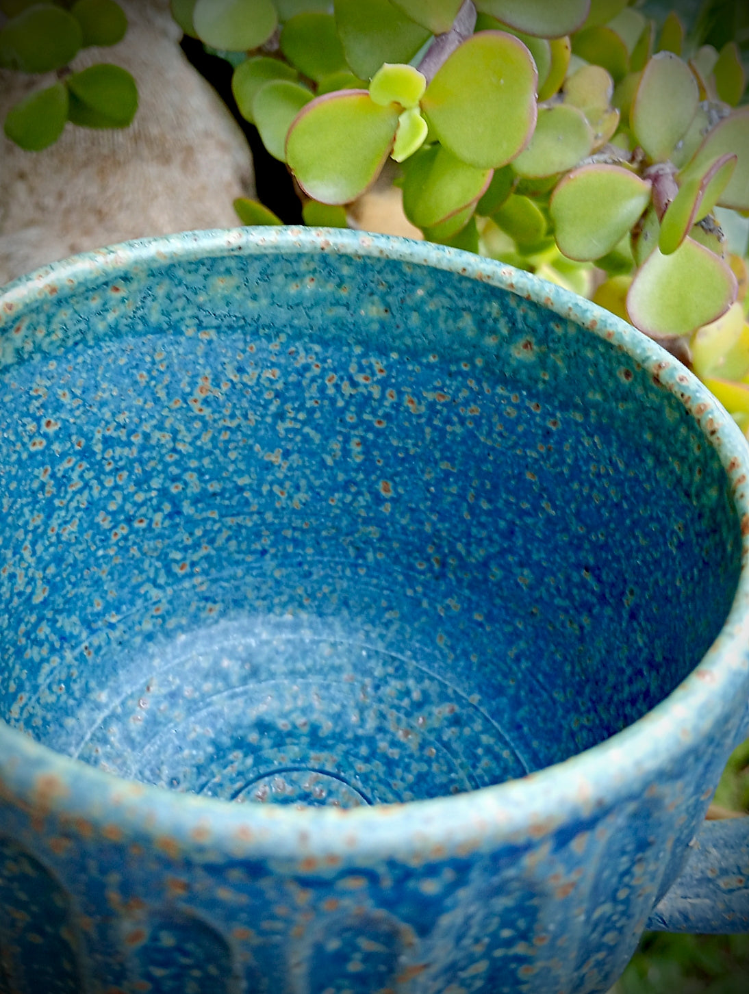 Blue Fluted Mug with Copper Speckle