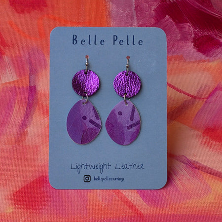 Alla Mano Leather Earrings - Lilac Mist