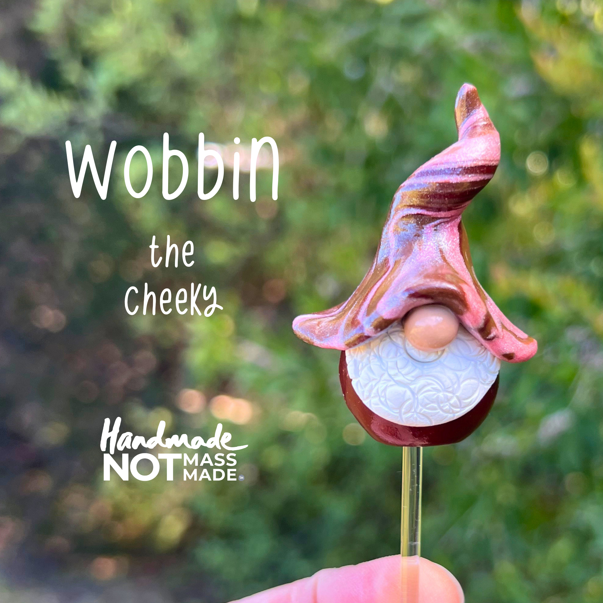 Whimsical polymer clay gnome trio - Wobbin, Snuffle & Stig