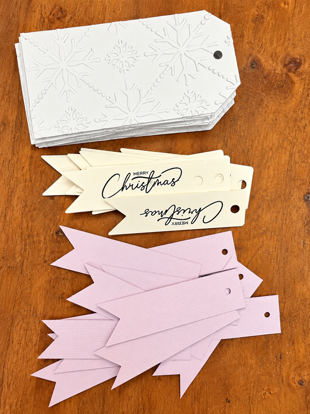 Handmade Christmas Tags - pale blue, sage, pink