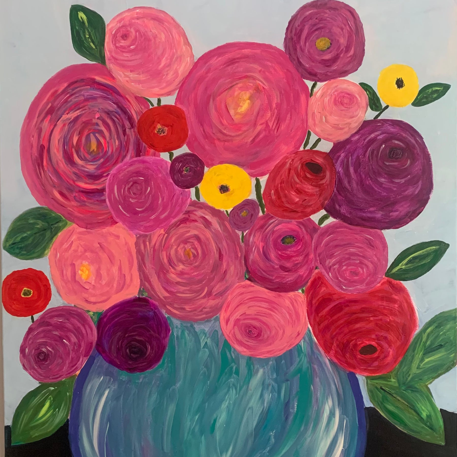 Wall Art, Joyful Blooms, Abstract Flowers, Acrylic Canvas