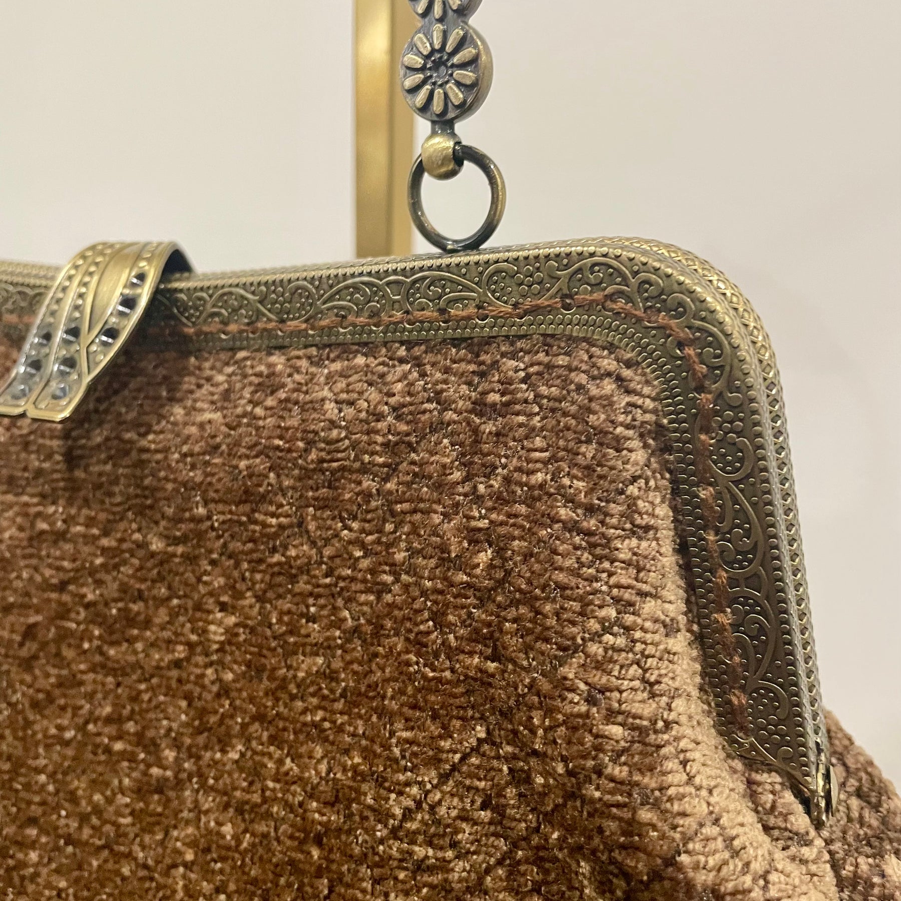 Brown Velvet Art Deco Handbag — Handmade in Australia