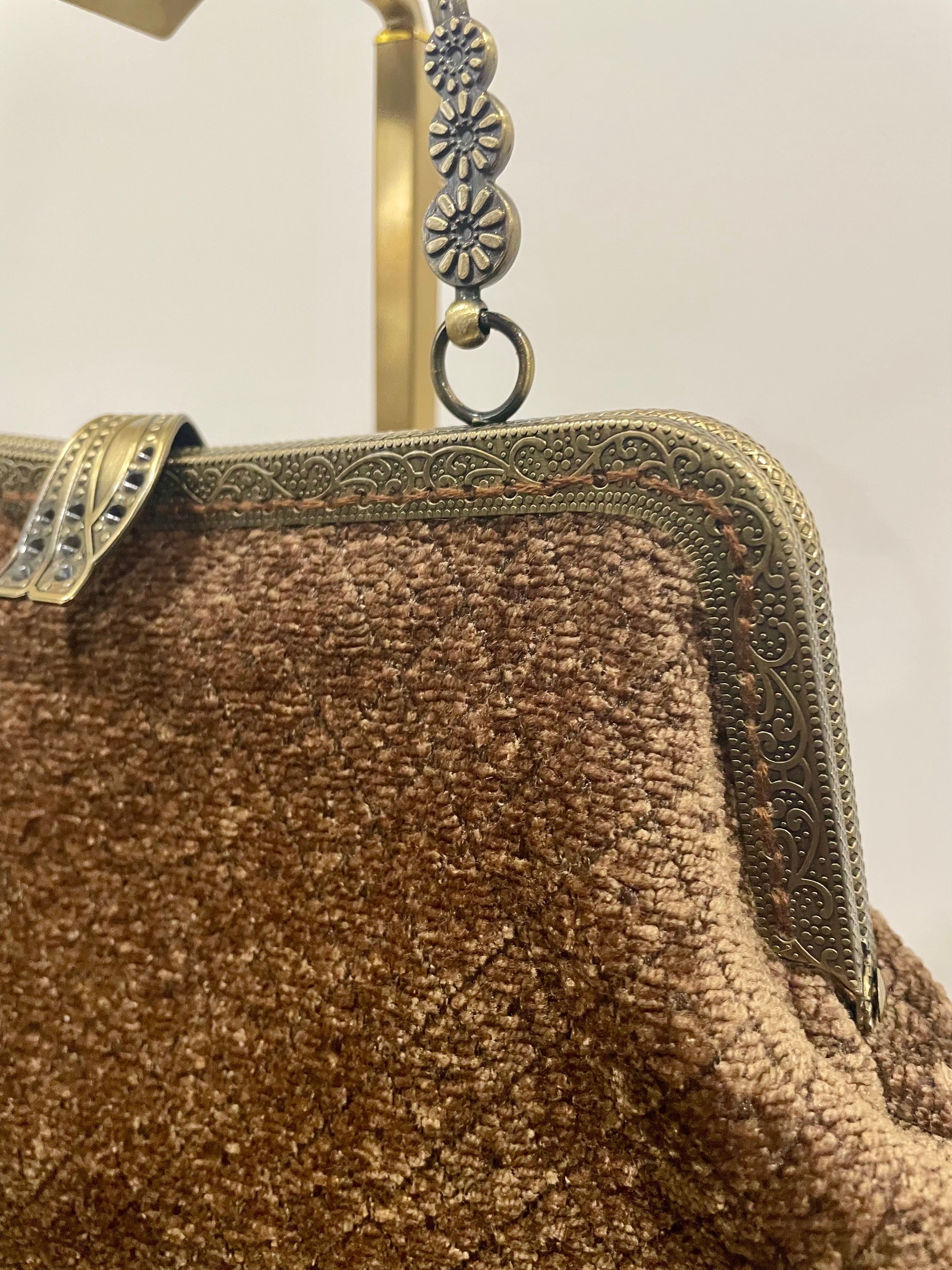 Brown Velvet Art Deco Handbag — Handmade in Australia