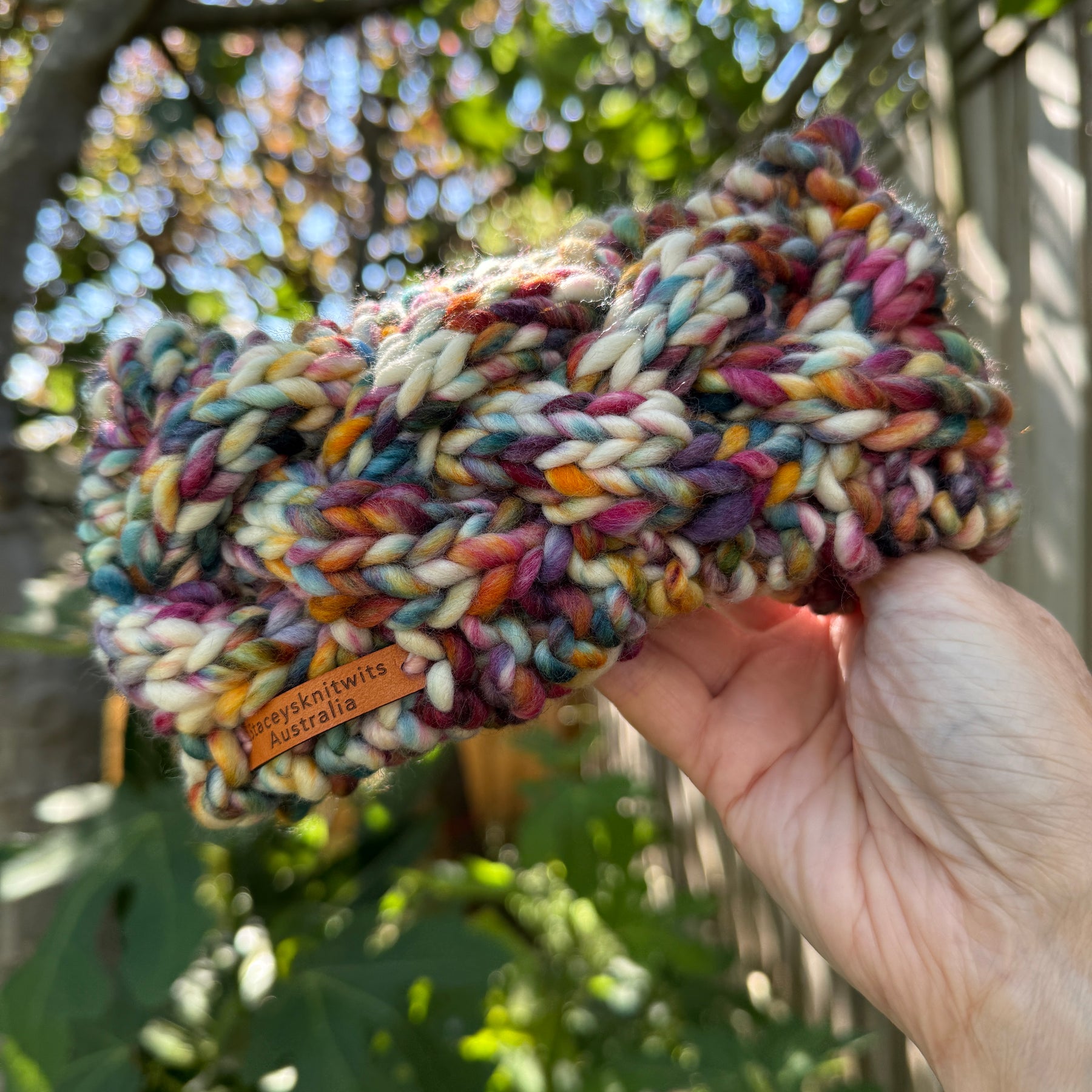 Hand Knitted Headband, Merino Wool Stretchy Ladies Rainbow Headband