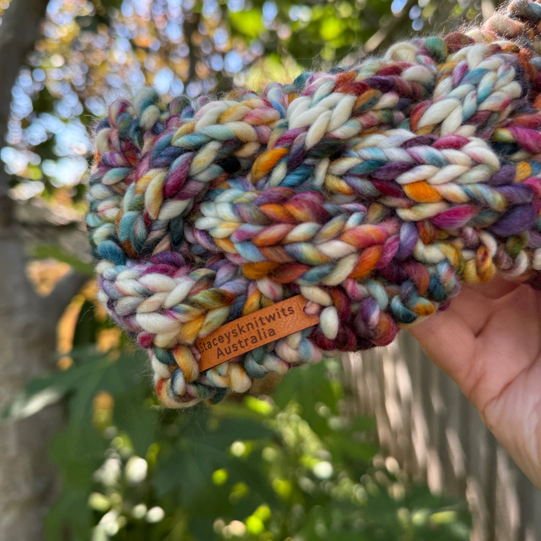 Hand Knitted Headband, Merino Wool Stretchy Ladies Rainbow Headband