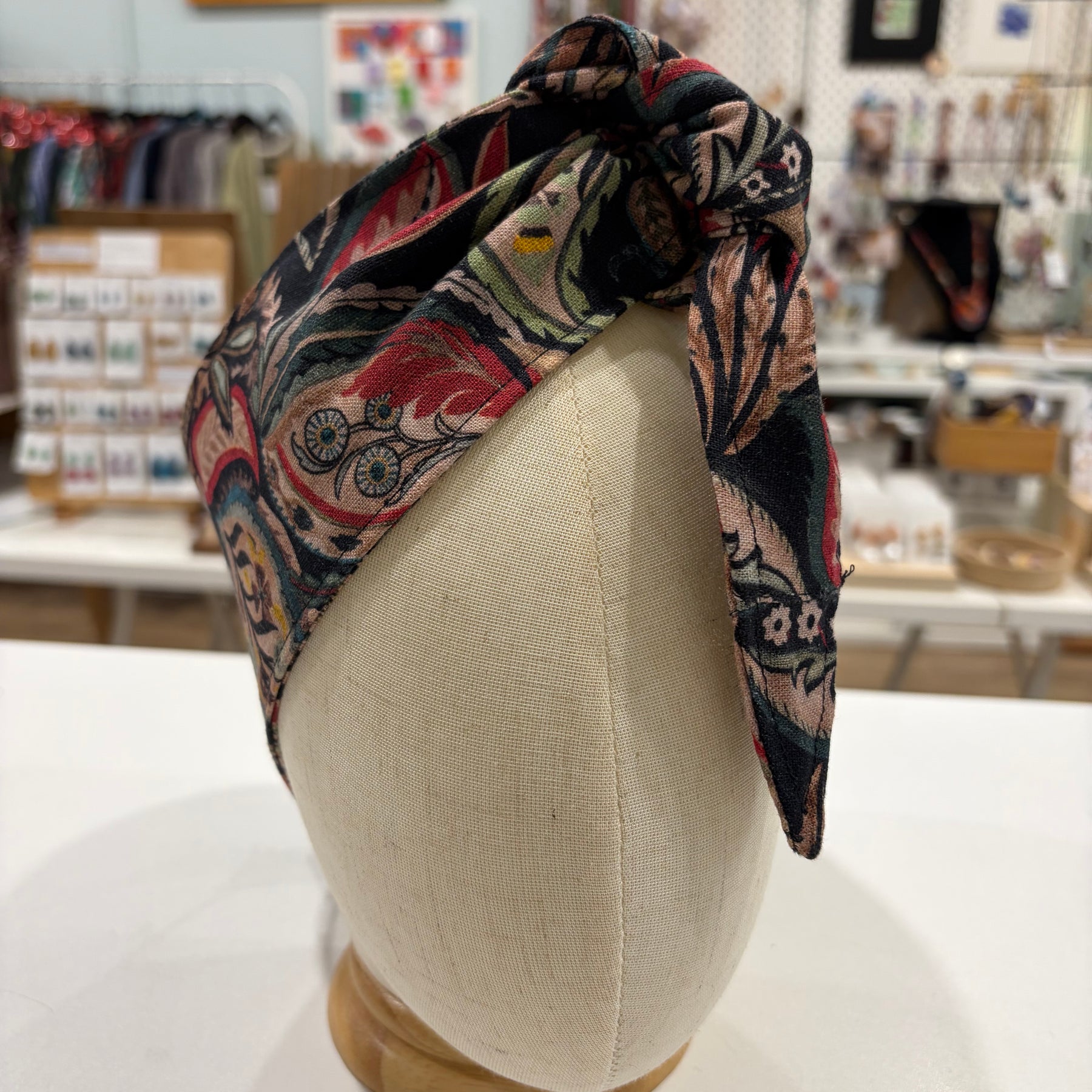 gorgeous black paisley fabric head wrap - violetclothing - free postage