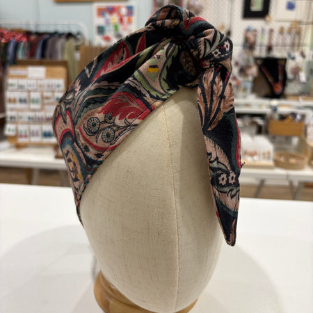 gorgeous black paisley fabric head wrap - violetclothing - free postage