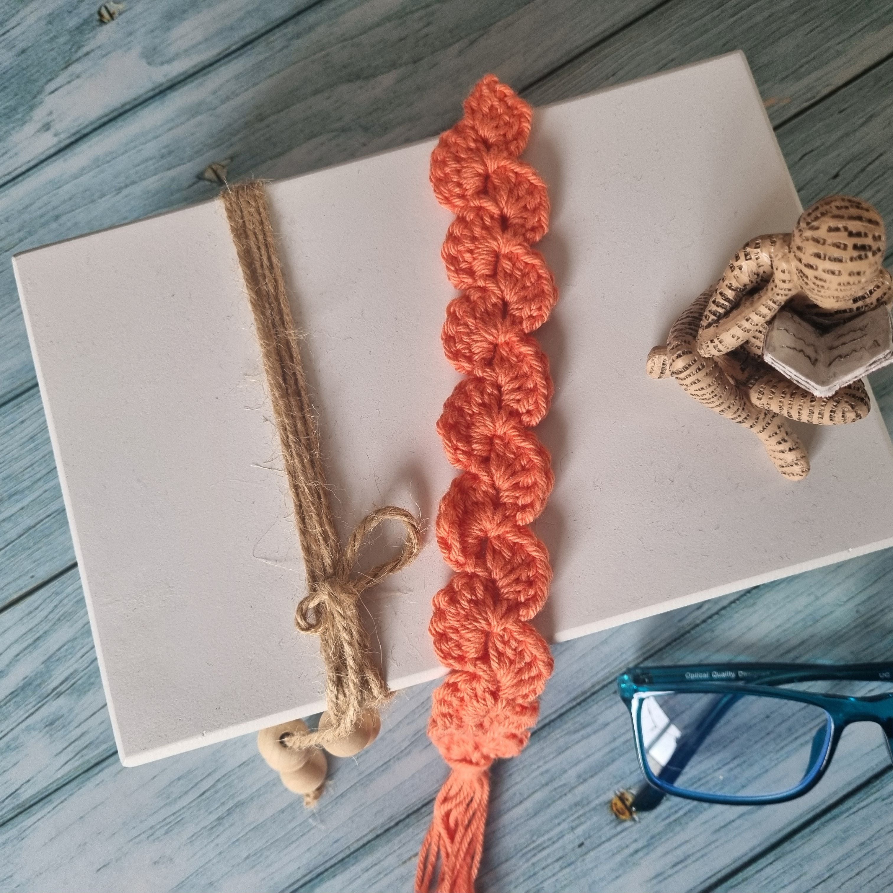 Crochet Bookmark | Blue | Aqua | Peach | Handmade