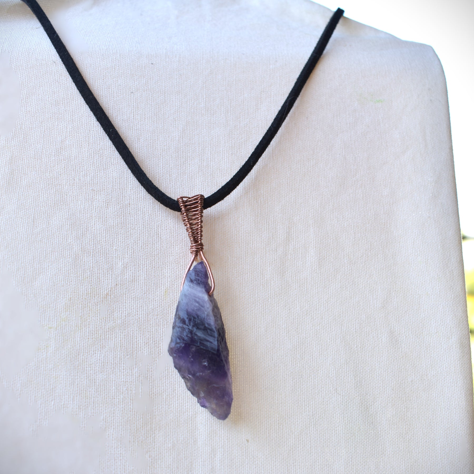 Amara Pendant – Raw Amethyst Wrapped in Copper