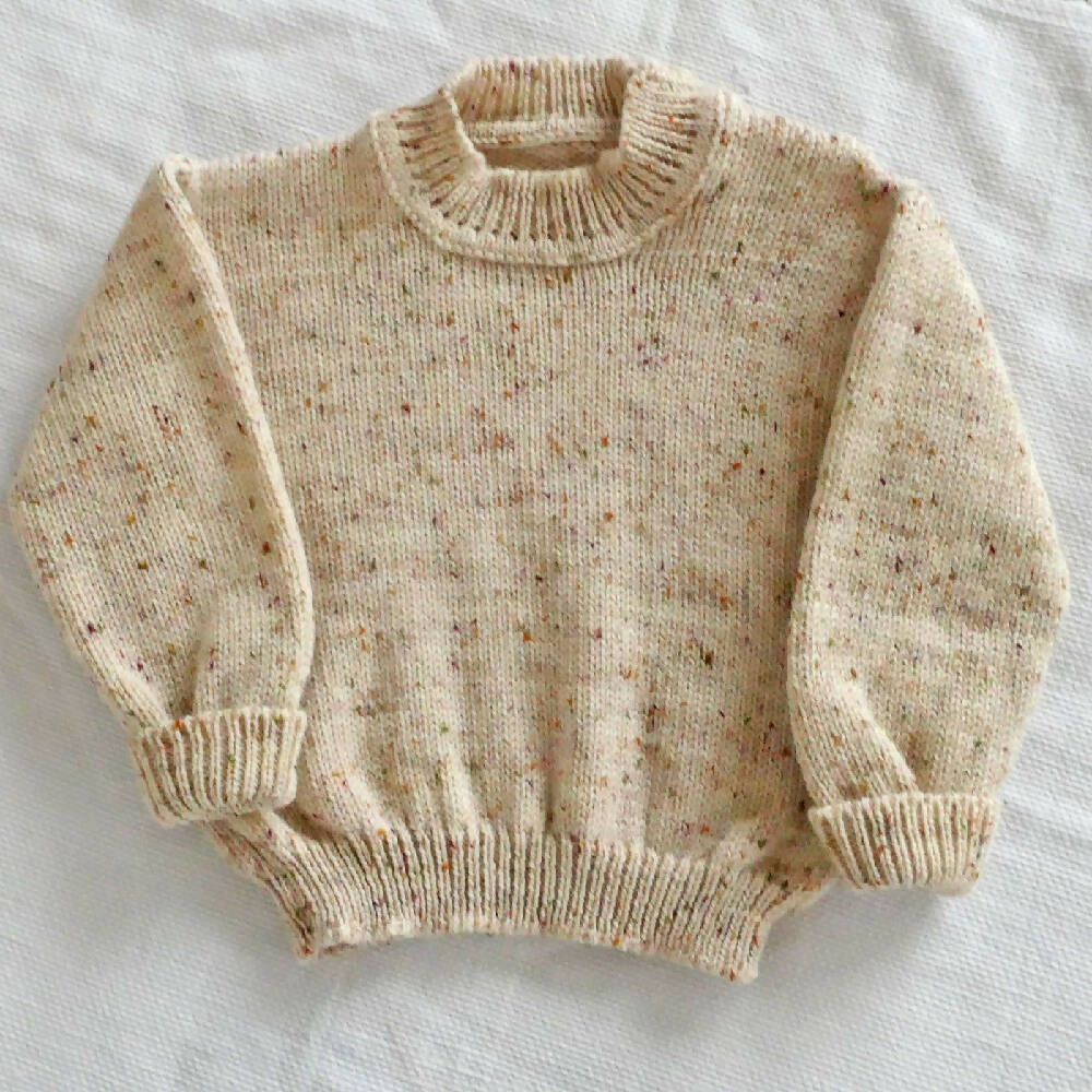 Beige fleck classic jumper/pullover. Wool. Unisex. Free post