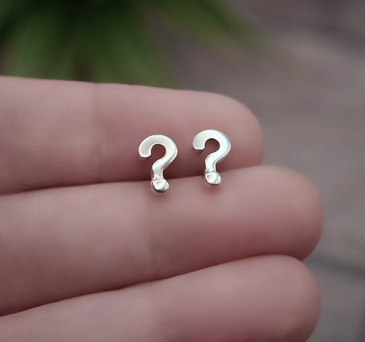 Question Mark Studs - Handmade Sterling Silver Earrings