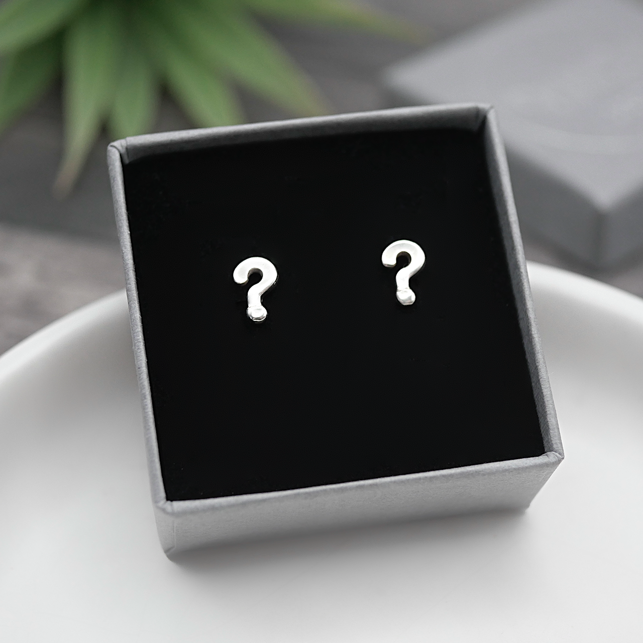 Question Mark Studs - Handmade Sterling Silver Earrings