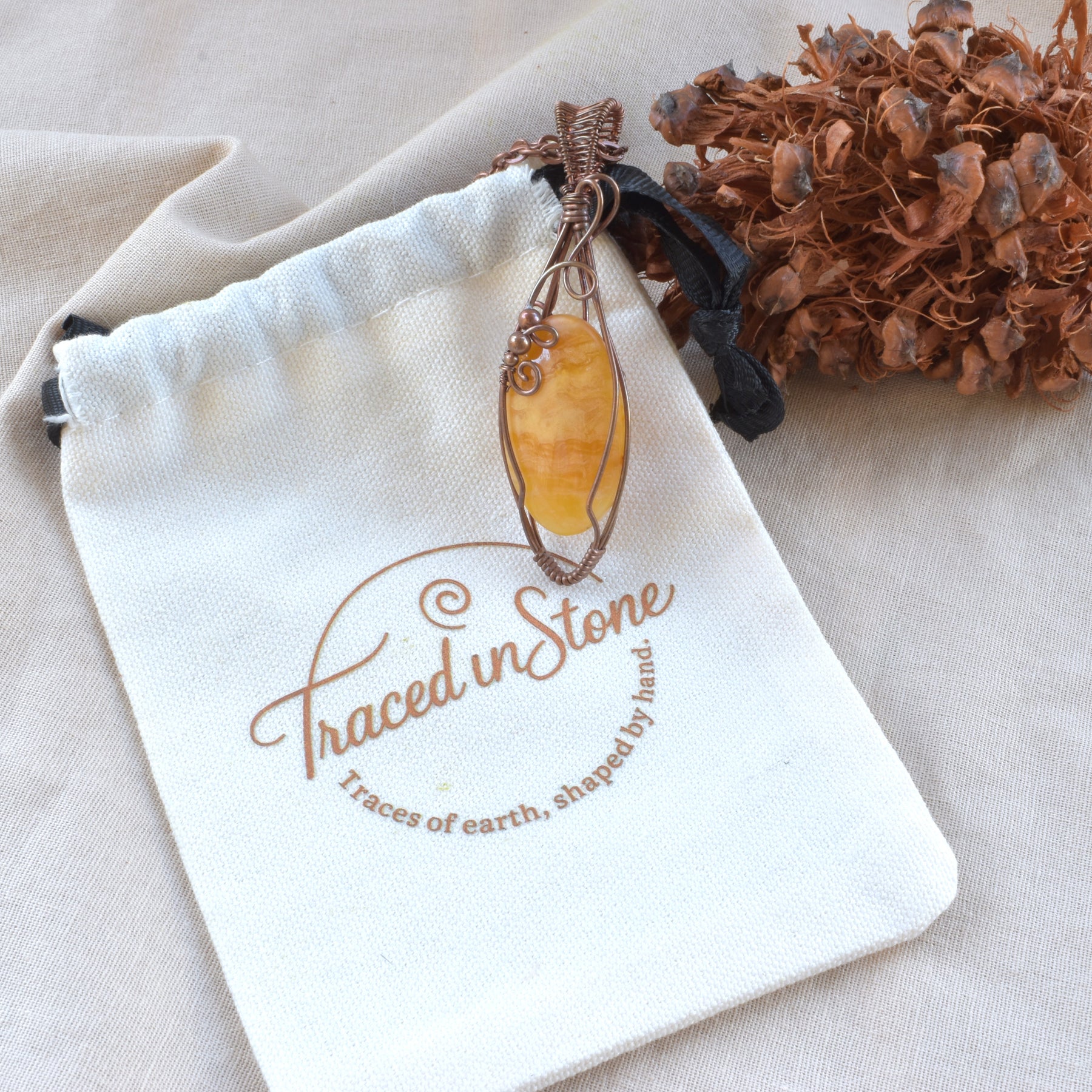 Bush Honey – Sunshine Chalcedony Copper Wire Wrapped Pendant