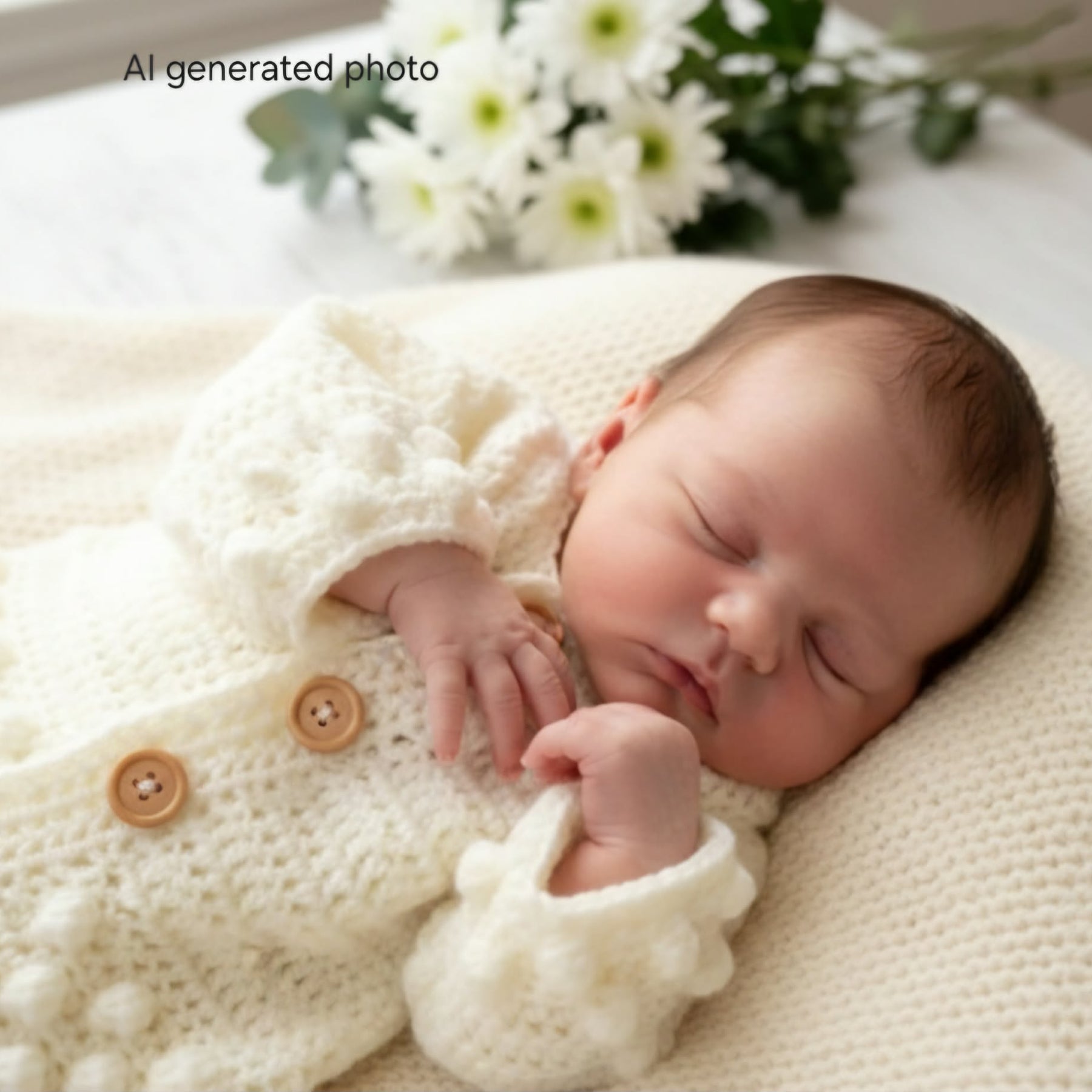 Baby Cardigan | Newborn | Cream/Off White | Crochet | Bobble | Coatigan | Jacket