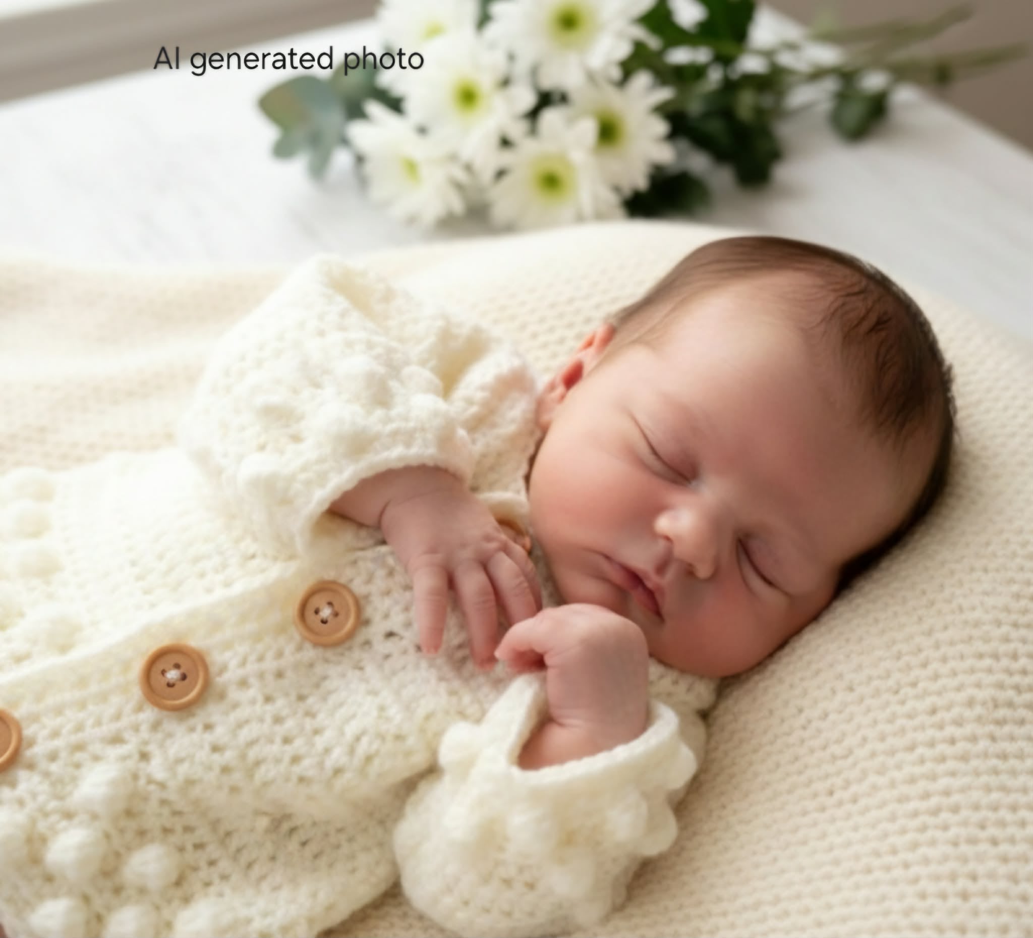 Baby Cardigan | Newborn | Cream/Off White | Crochet | Bobble | Coatigan | Jacket