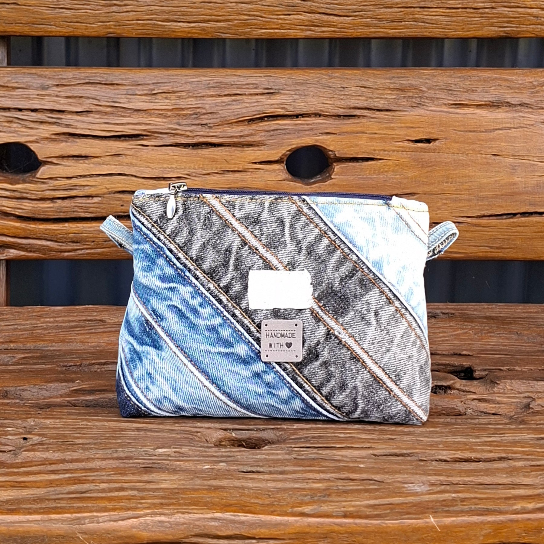 Faded Waistband Denim Make Up or Travel Pouch