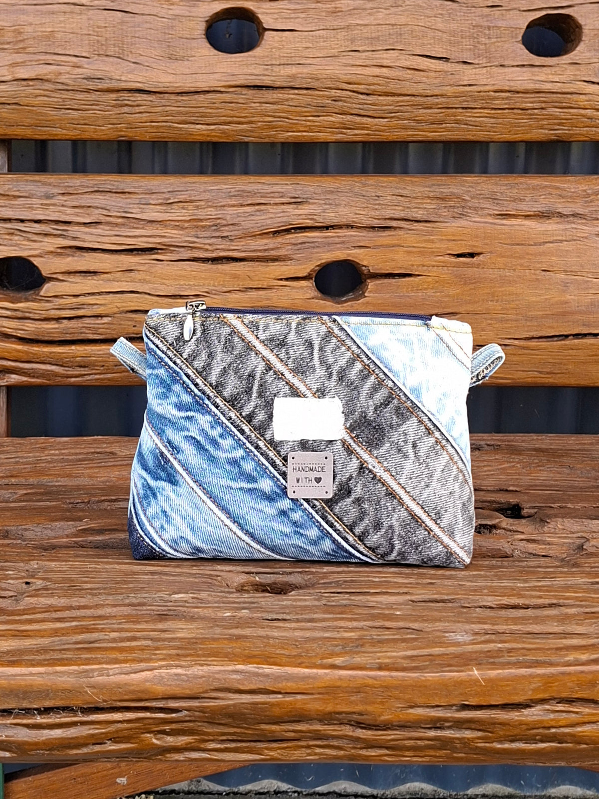 Faded Waistband Denim Make Up or Travel Pouch