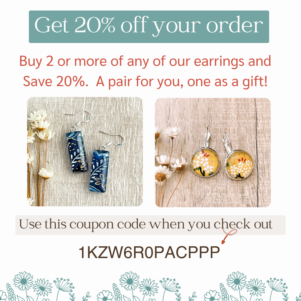 White Floral Blossom Earrings • Glow in these Japanese Paper Handmade Earrings • Only One Available