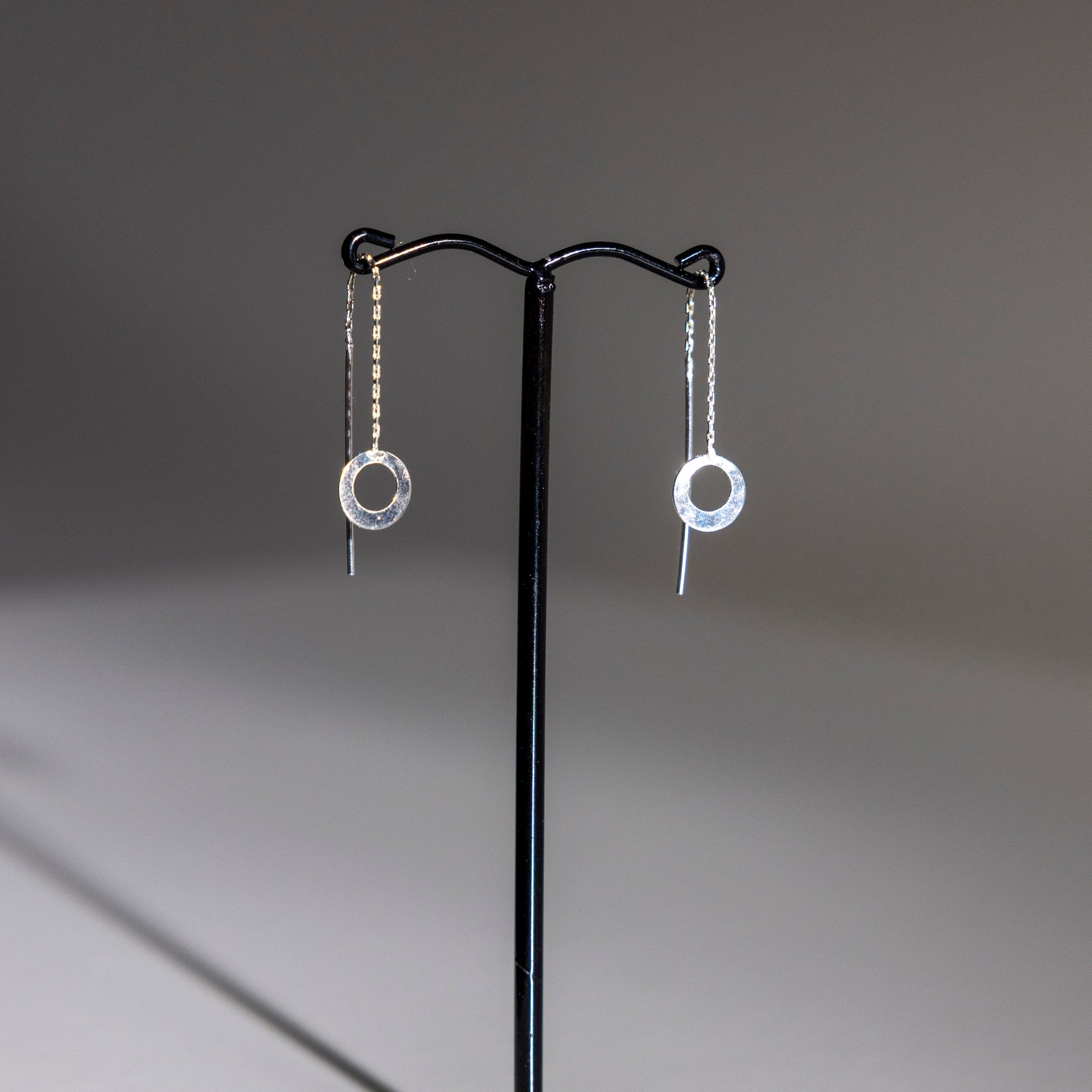 Sterling Silver Halo Threader Earrings