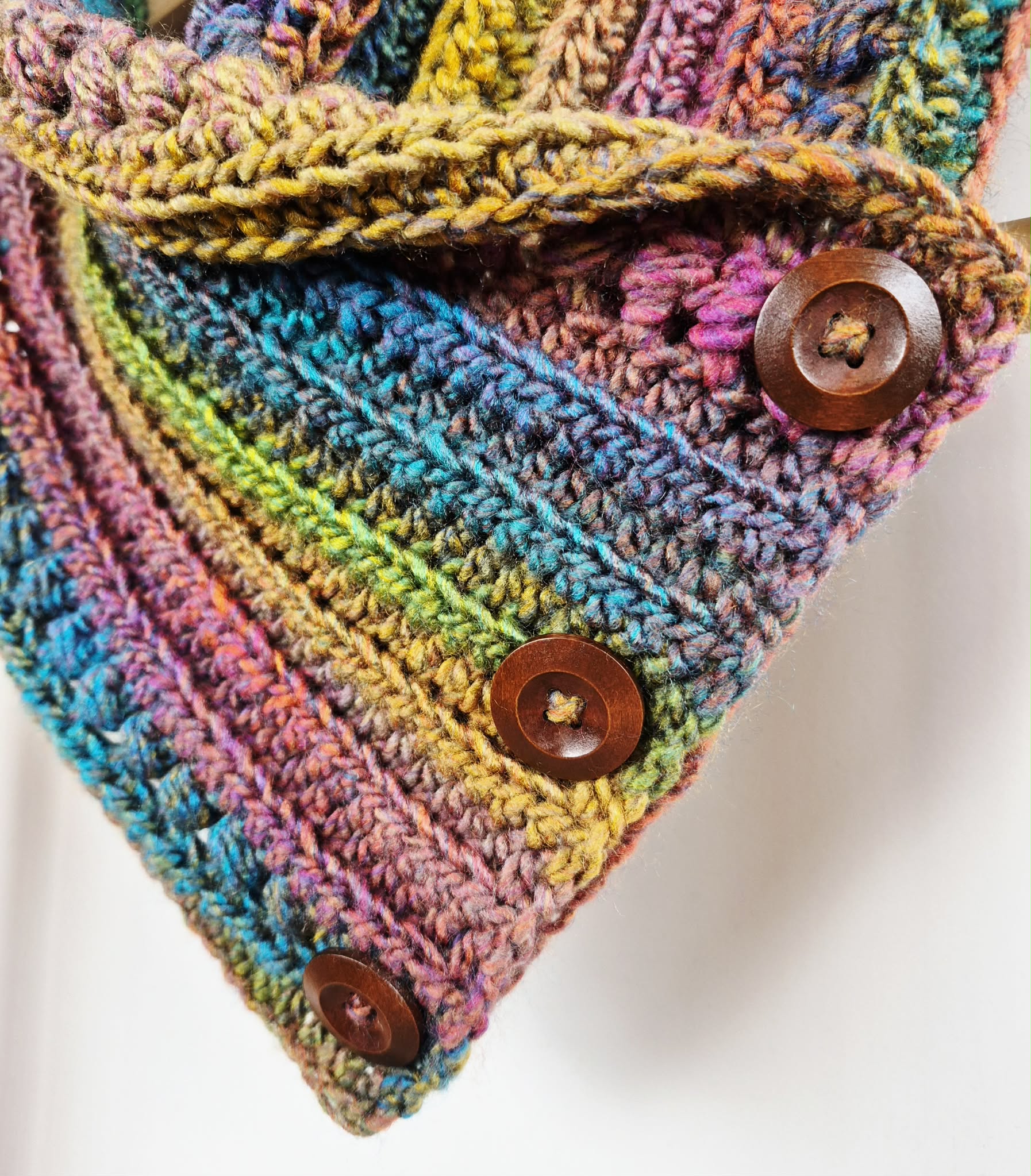 Ladies Neck warmer | Cowl | Scarf | Jewel Toned | Adult | Vintage | Crochet | Buttoned