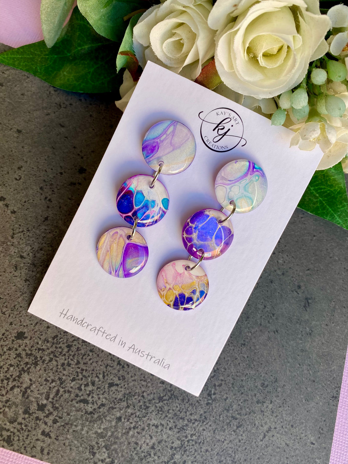 Artisan Hand Painted Stud Dangle Earrings