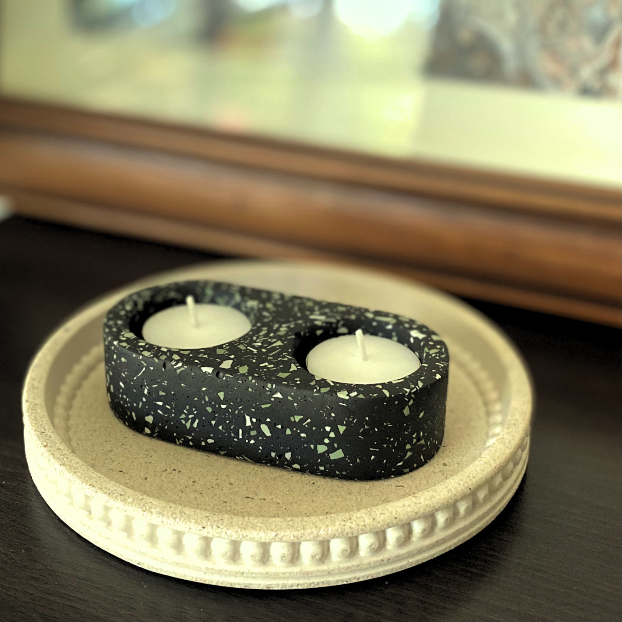 Double tealight holder |Terrazzo decor collection