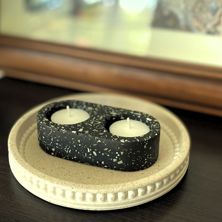 Double tealight holder |Terrazzo decor collection