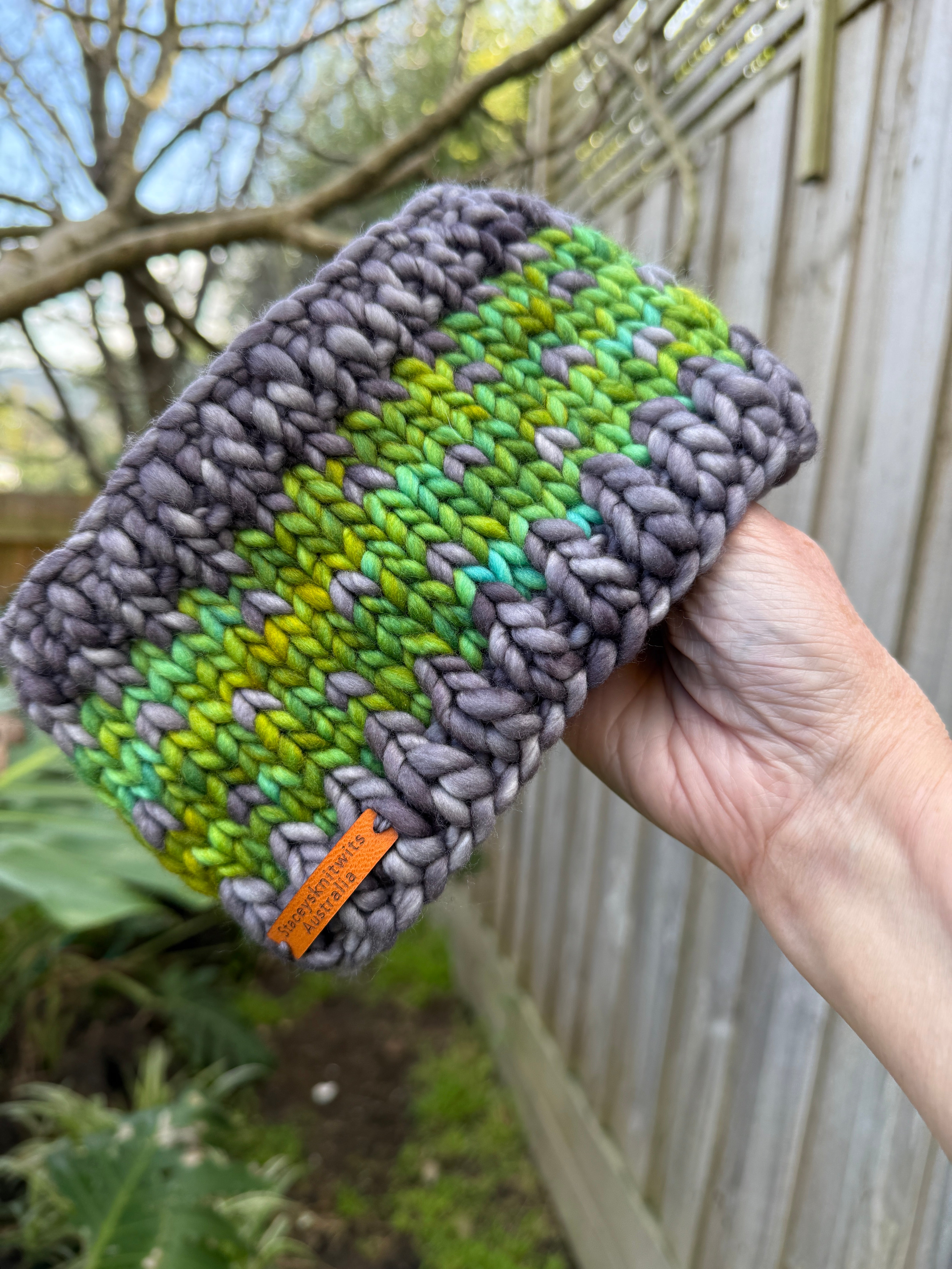 Hand Knitted Headband, Stretchy Merino Headband