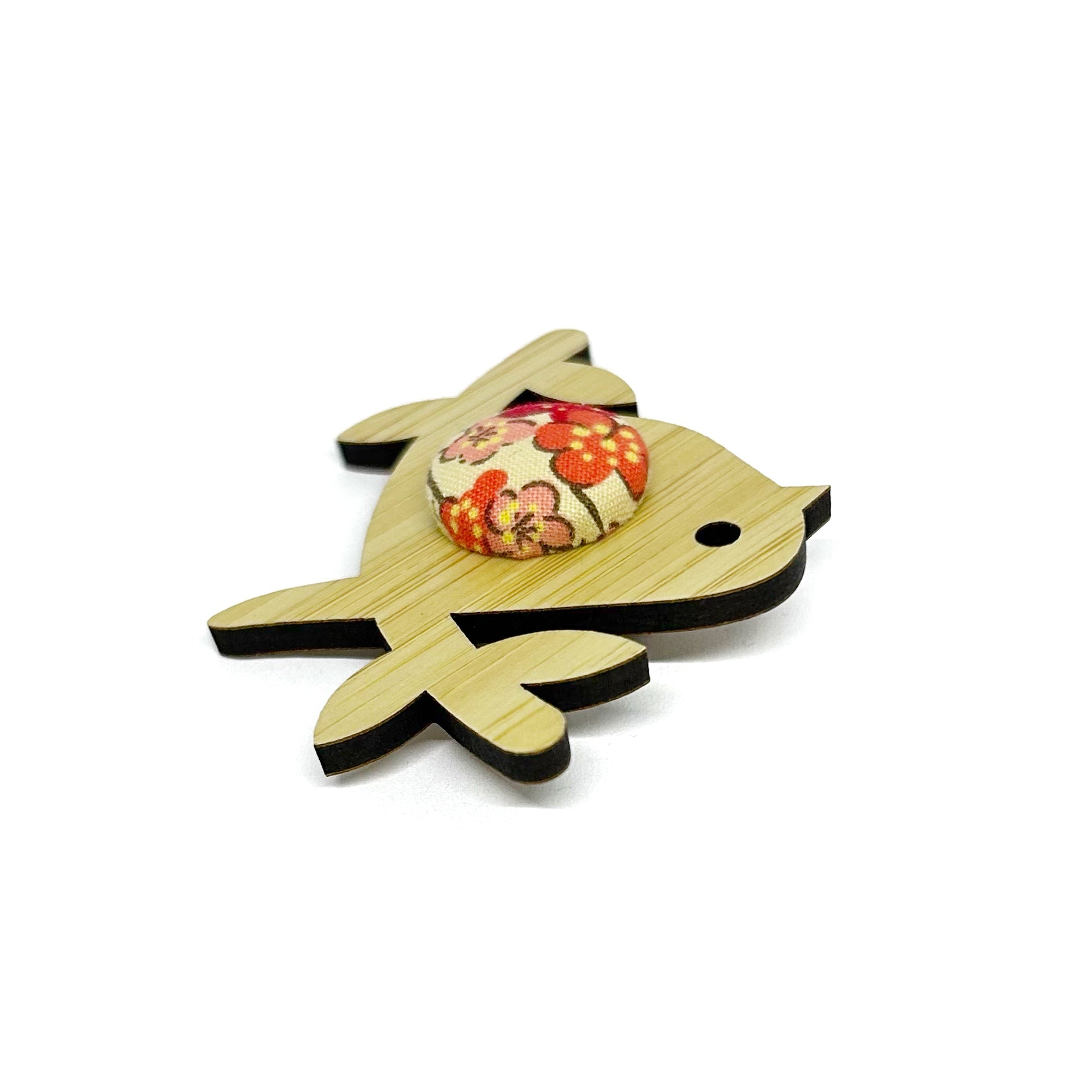 Kimono Bird Brooch - Pink Cherry Blossom