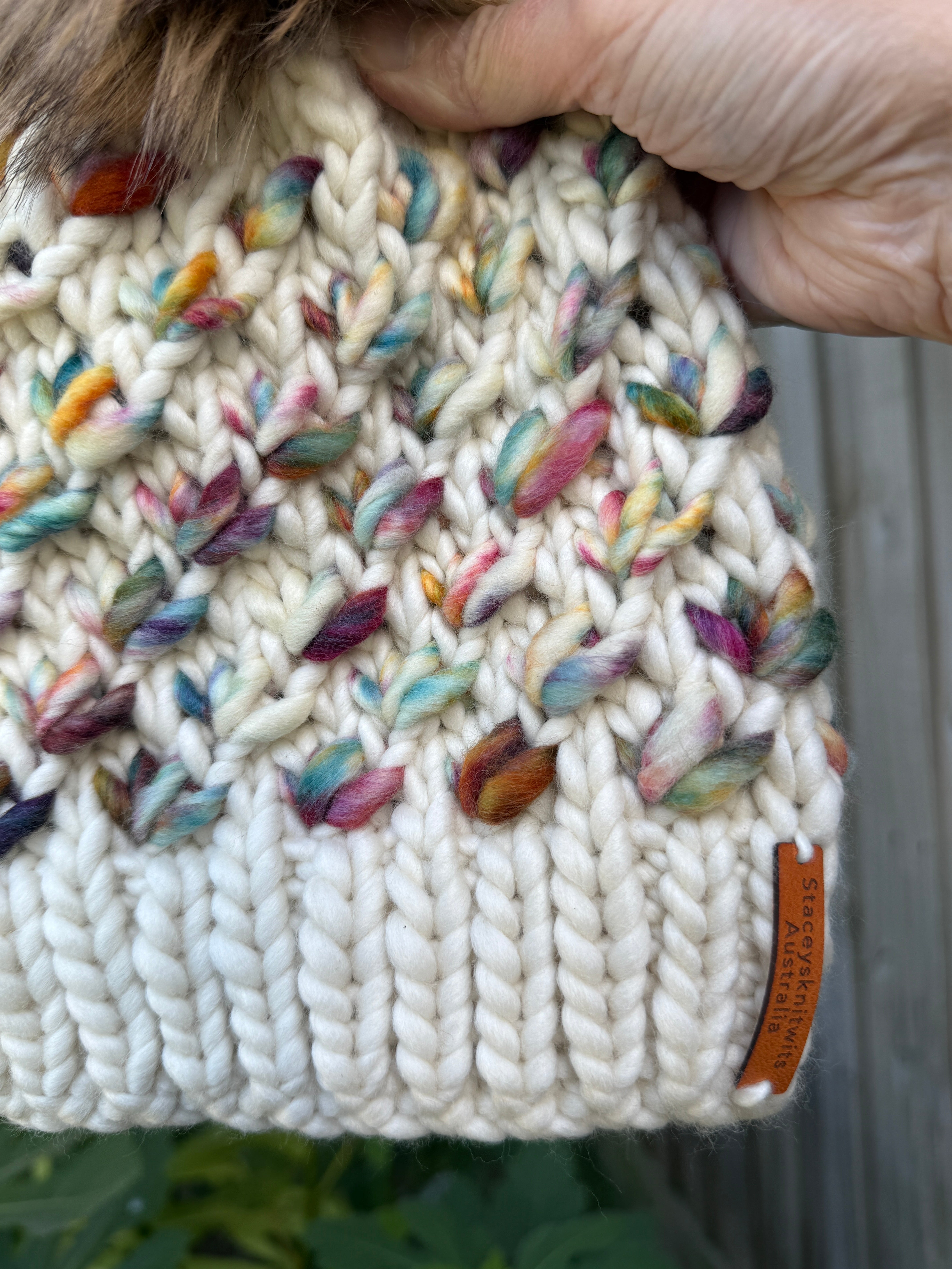 Hand Knitted Merino PomPom Beanie. Super Luxurious Ladies Beanie