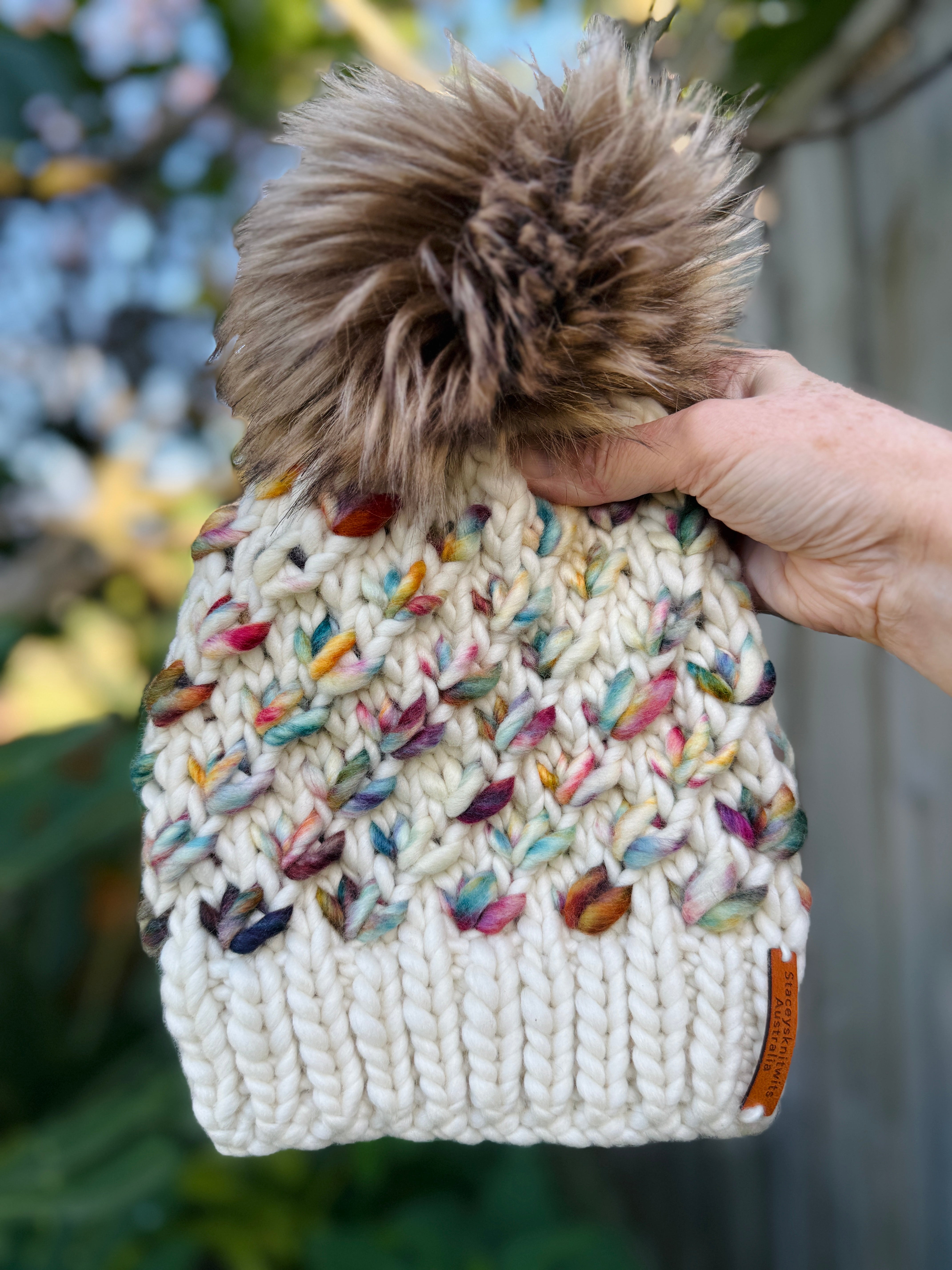 Hand Knitted Merino PomPom Beanie. Super Luxurious Ladies Beanie