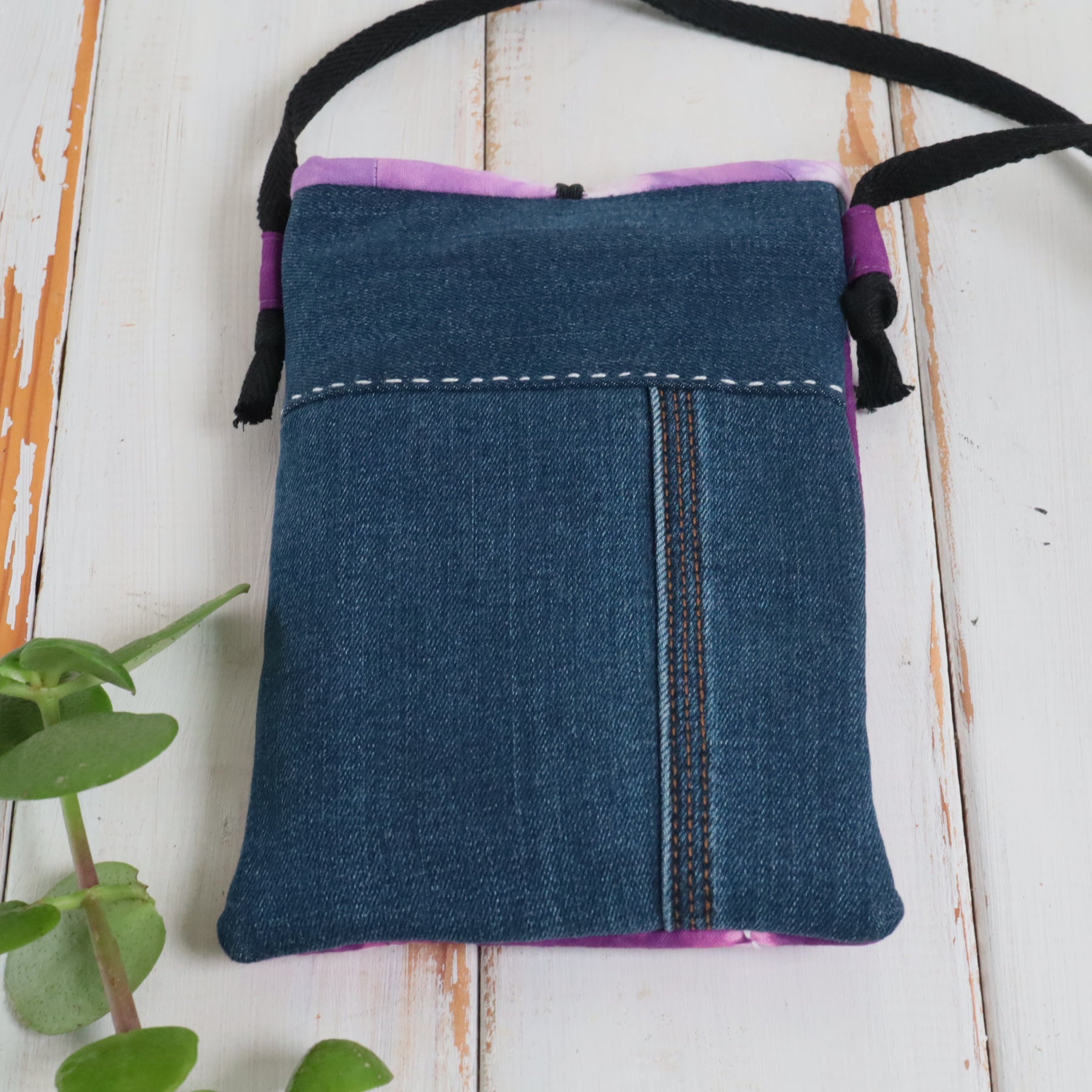 Tie Dyed Cross BodyBag, Phone and Glasses Bag, upcycled jeans