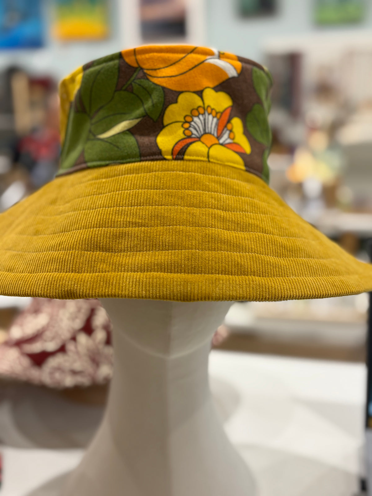 gorgeous curry corduroy, scrappy patch hat - medium- violetclothing