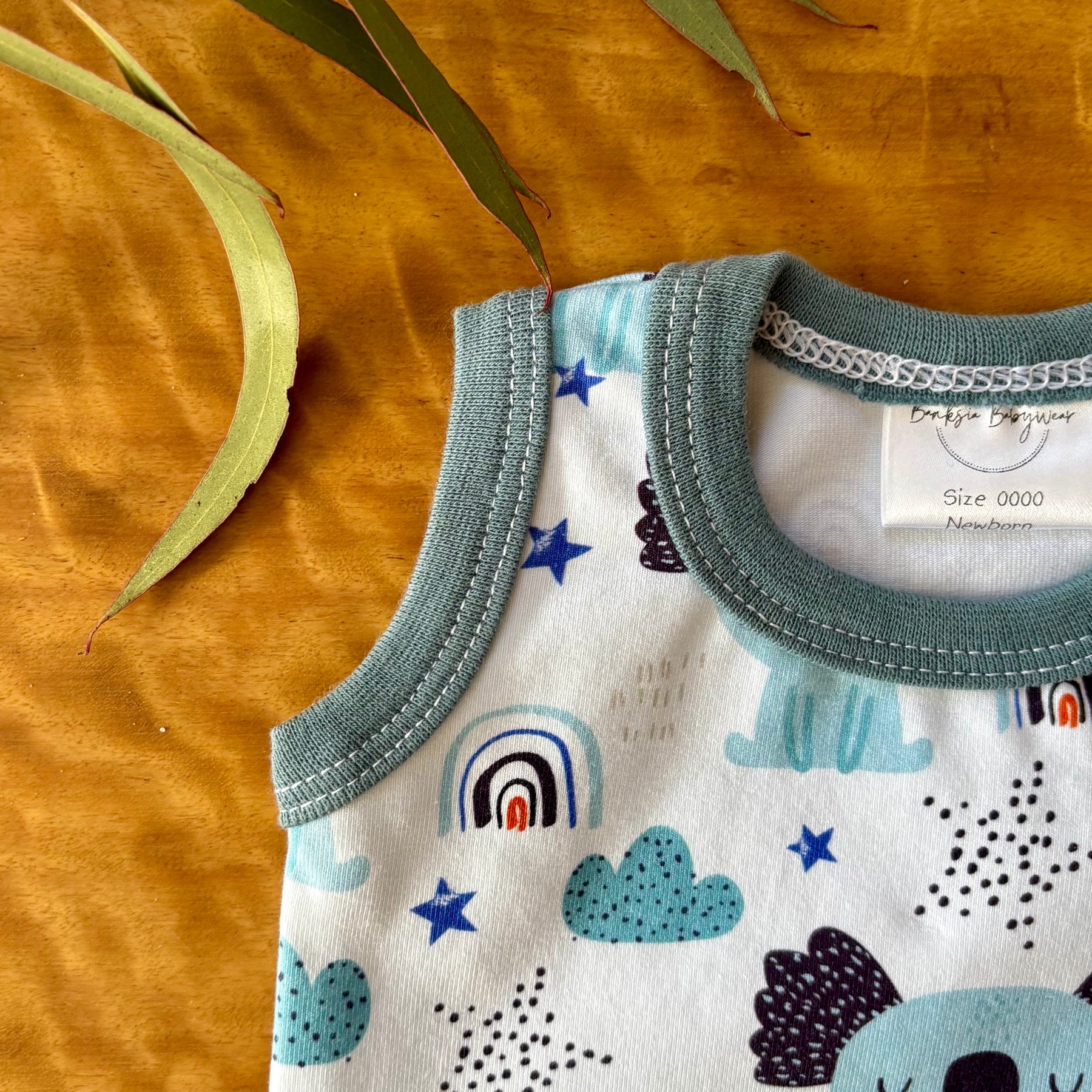 Baby Tank Bodysuit | Blue Koalas | Size premmie to 2 | Made to order